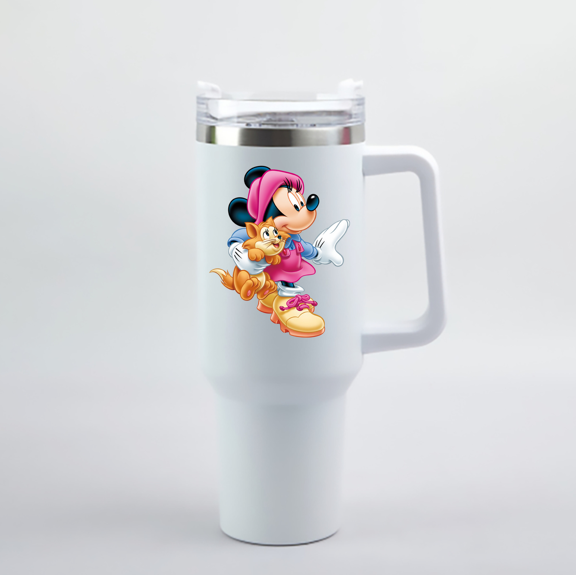 （画像用） ミッキーマウス Mickey Mouse 1200mL車用タンブラー - クリスタルステッカー（プラスチックストロー付き）