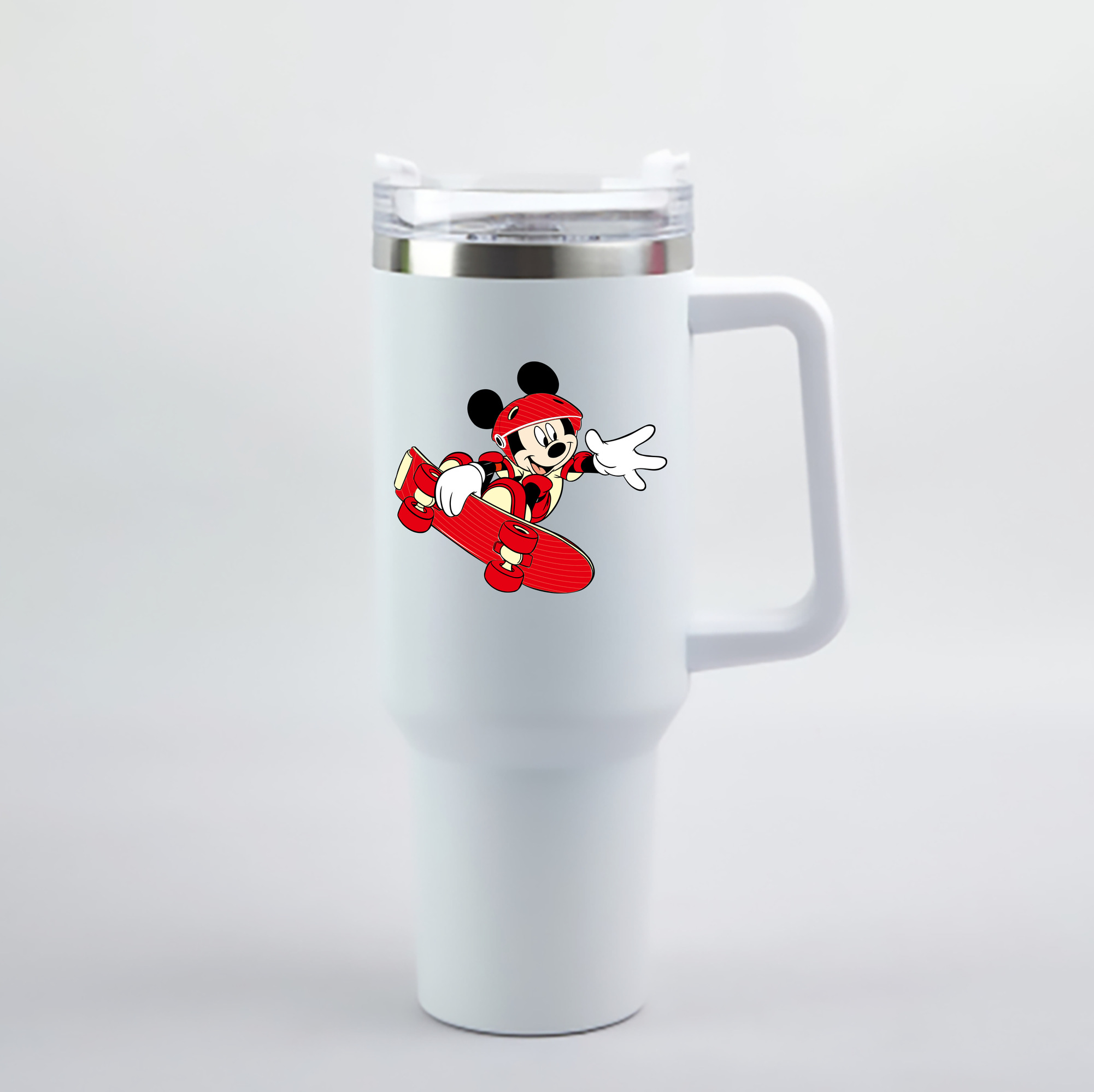 （画像用） ミッキーマウス Mickey Mouse 1200mL車用タンブラー - クリスタルステッカー（プラスチックストロー付き）