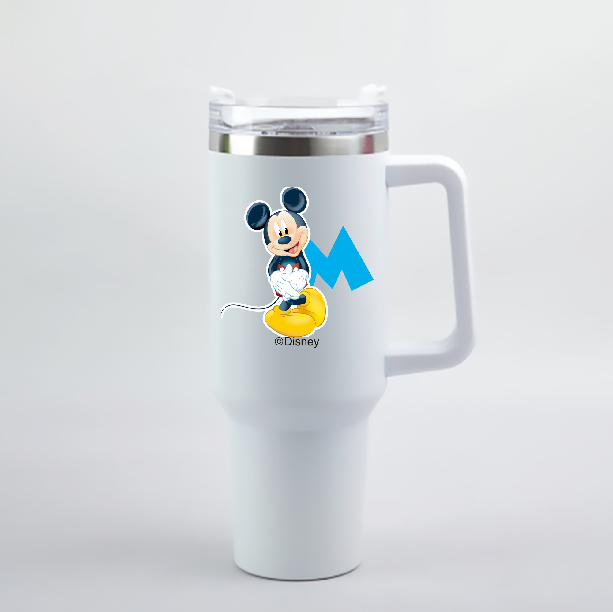 （画像用） ミッキーマウス Mickey Mouse 1200mL車用タンブラー - クリスタルステッカー（プラスチックストロー付き）