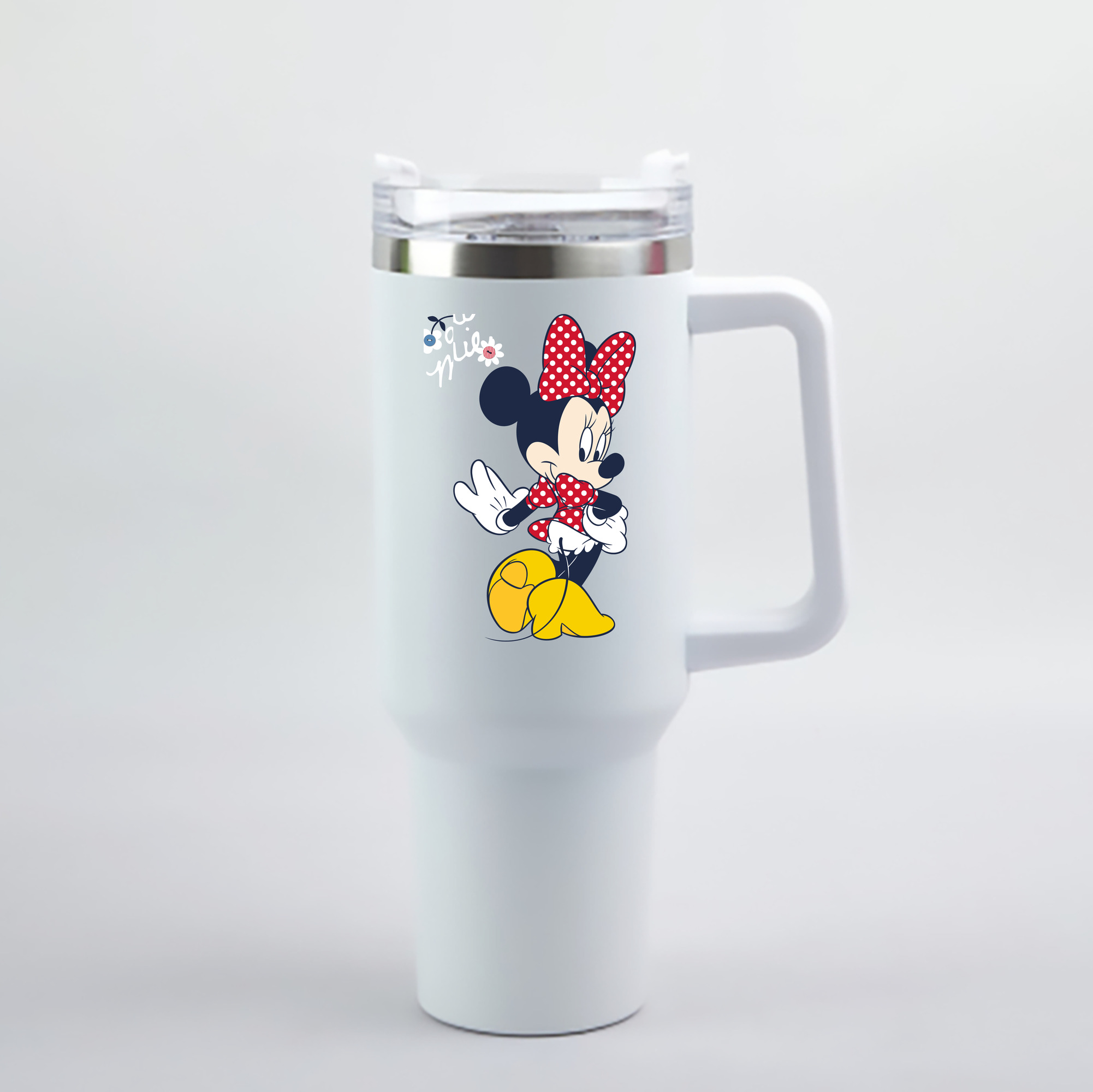 （画像用） ミッキーマウス Mickey Mouse 1200mL車用タンブラー - クリスタルステッカー（プラスチックストロー付き）