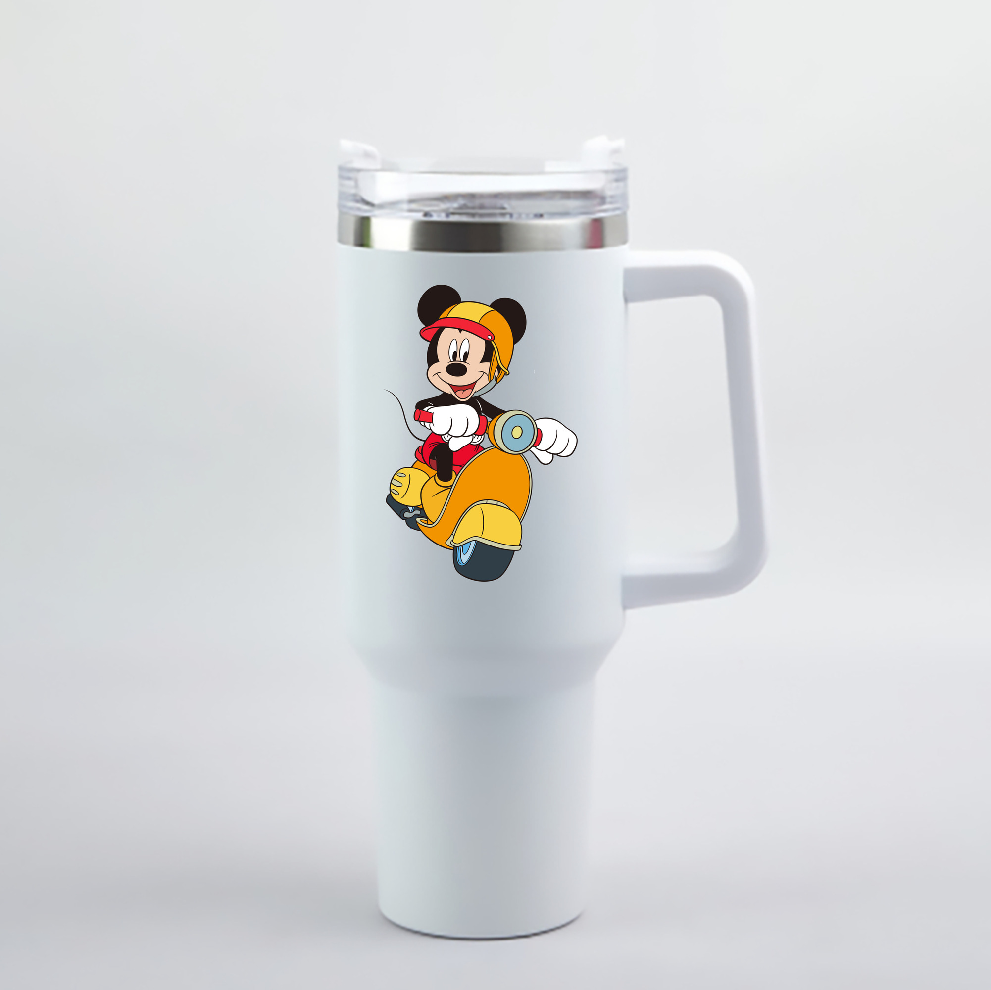 （画像用） ミッキーマウス Mickey Mouse 1200mL車用タンブラー - クリスタルステッカー（プラスチックストロー付き）