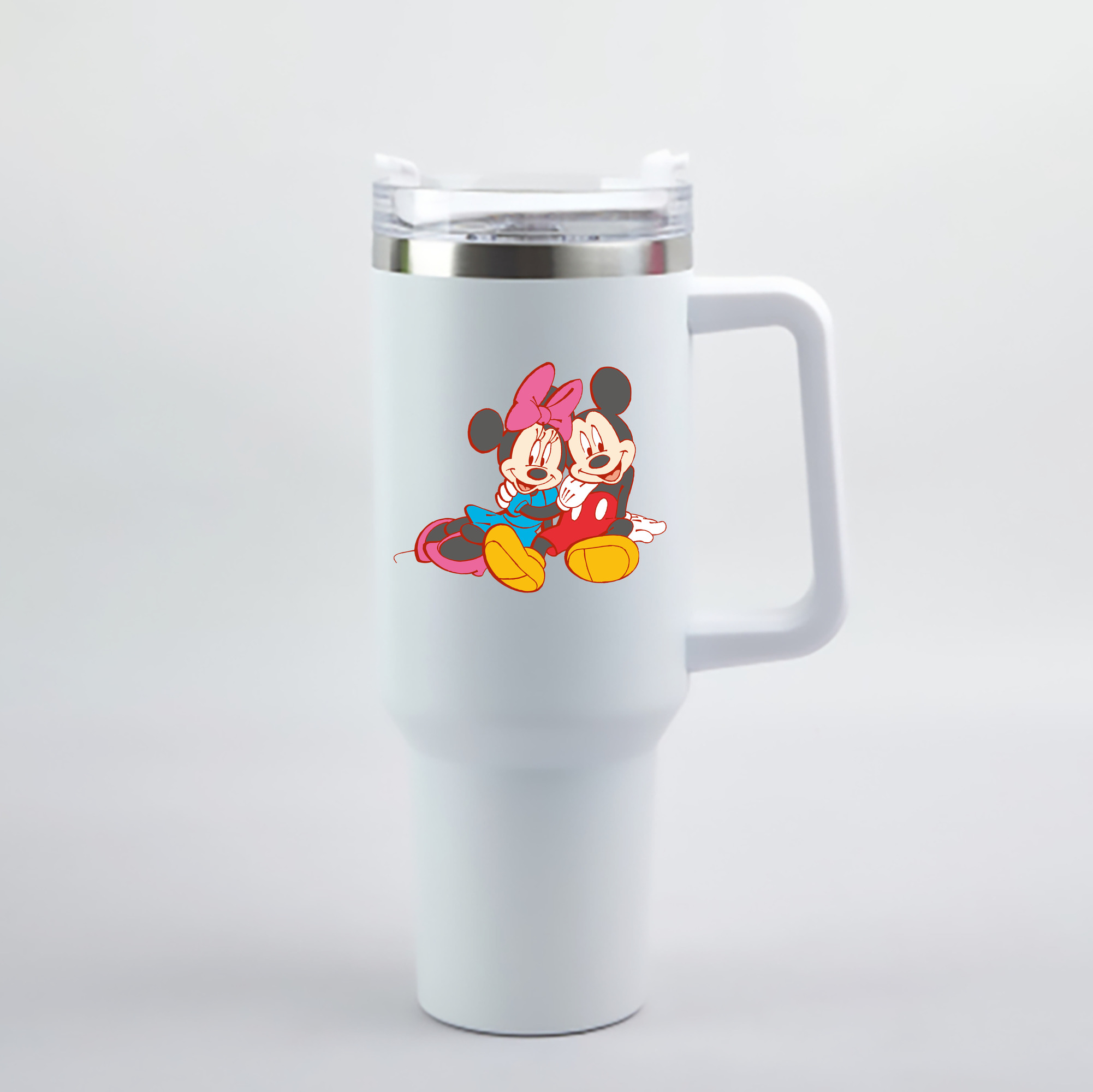 （画像用） ミッキーマウス Mickey Mouse 1200mL車用タンブラー - クリスタルステッカー（プラスチックストロー付き）