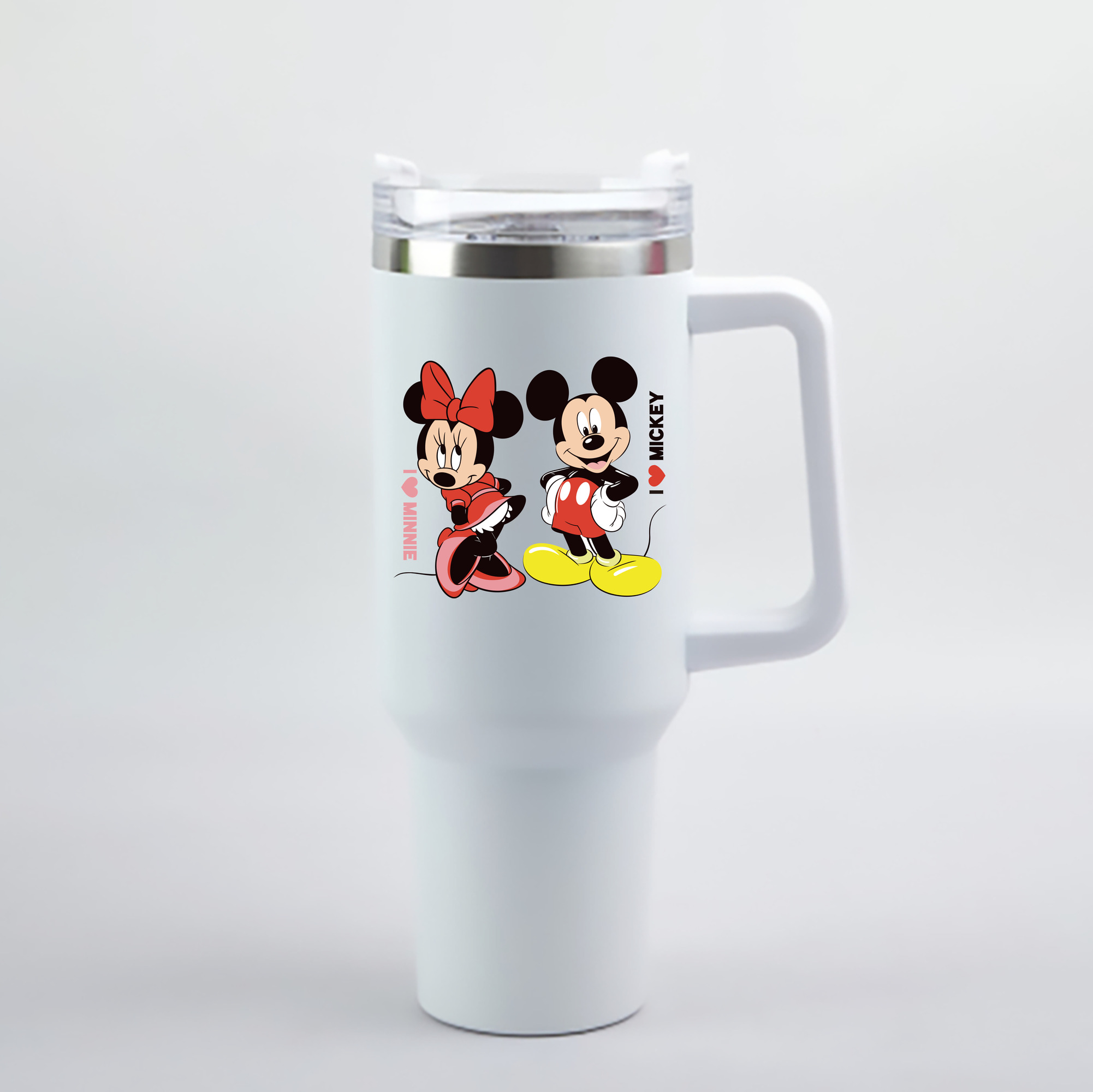 （画像用） ミッキーマウス Mickey Mouse 1200mL車用タンブラー - クリスタルステッカー（プラスチックストロー付き）