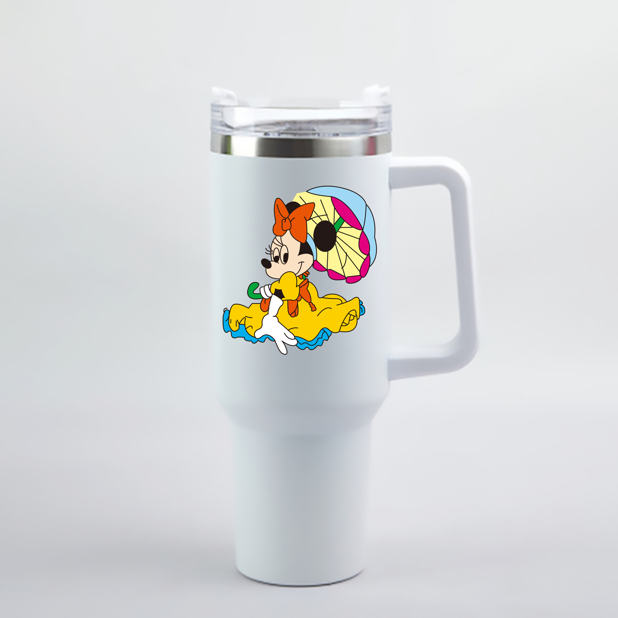 （画像用） ミッキーマウス Mickey Mouse 1200mL車用タンブラー - クリスタルステッカー（プラスチックストロー付き）