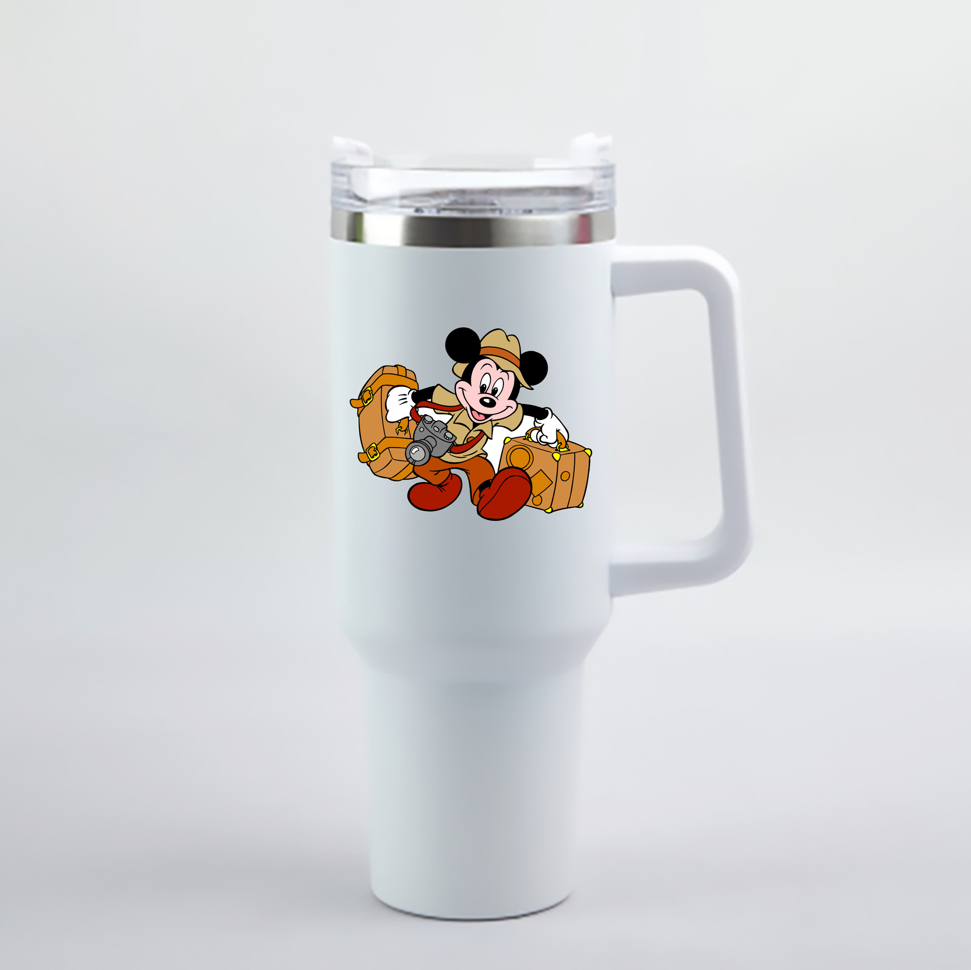 （画像用） ミッキーマウス Mickey Mouse 1200mL車用タンブラー - クリスタルステッカー（プラスチックストロー付き）