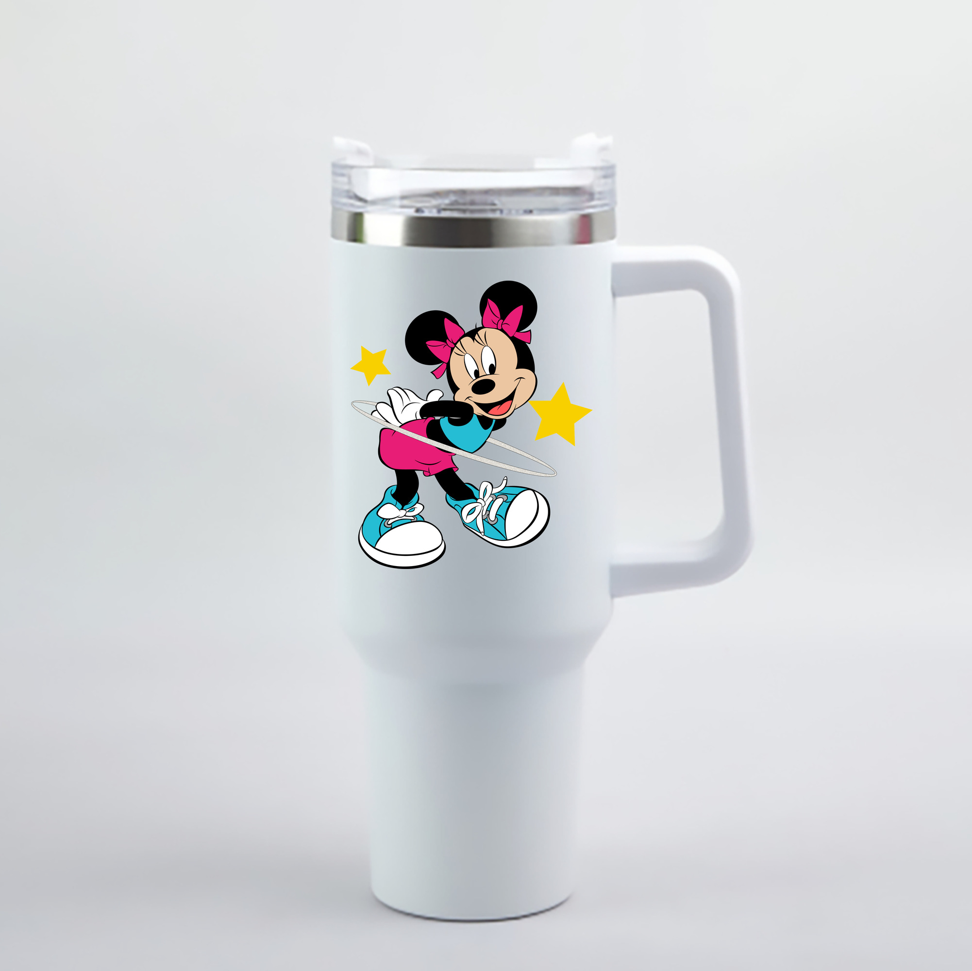 （画像用） ミッキーマウス Mickey Mouse 1200mL車用タンブラー - クリスタルステッカー（プラスチックストロー付き）