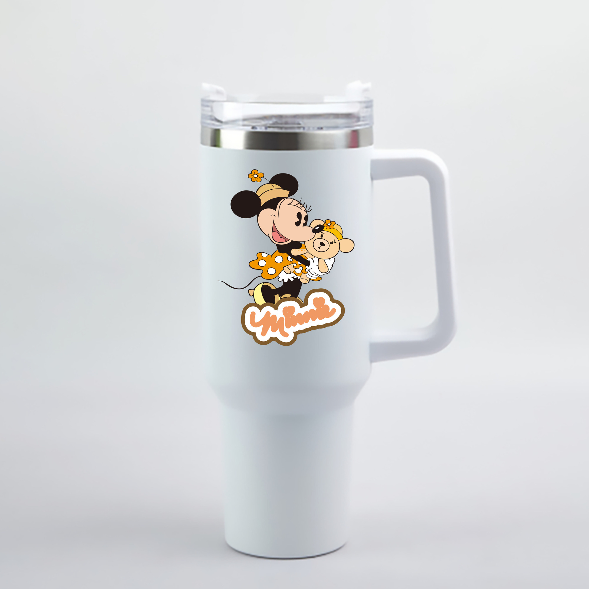 （画像用） ミッキーマウス Mickey Mouse 1200mL車用タンブラー - クリスタルステッカー（プラスチックストロー付き）