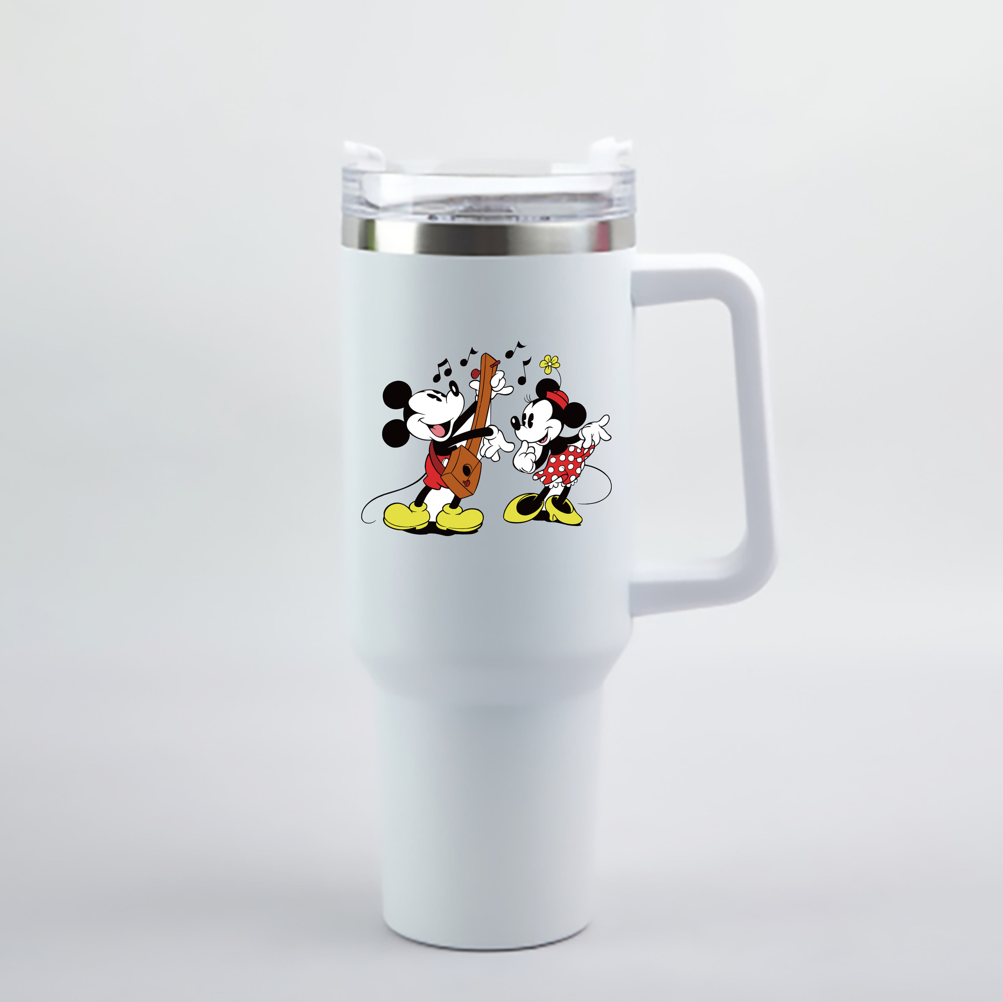 （画像用） ミッキーマウス Mickey Mouse 1200mL車用タンブラー - クリスタルステッカー（プラスチックストロー付き）