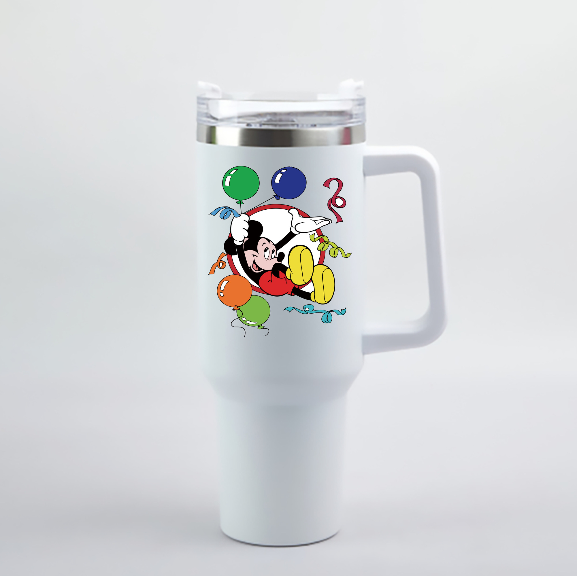 （画像用） ミッキーマウス Mickey Mouse 1200mL車用タンブラー - クリスタルステッカー（プラスチックストロー付き）