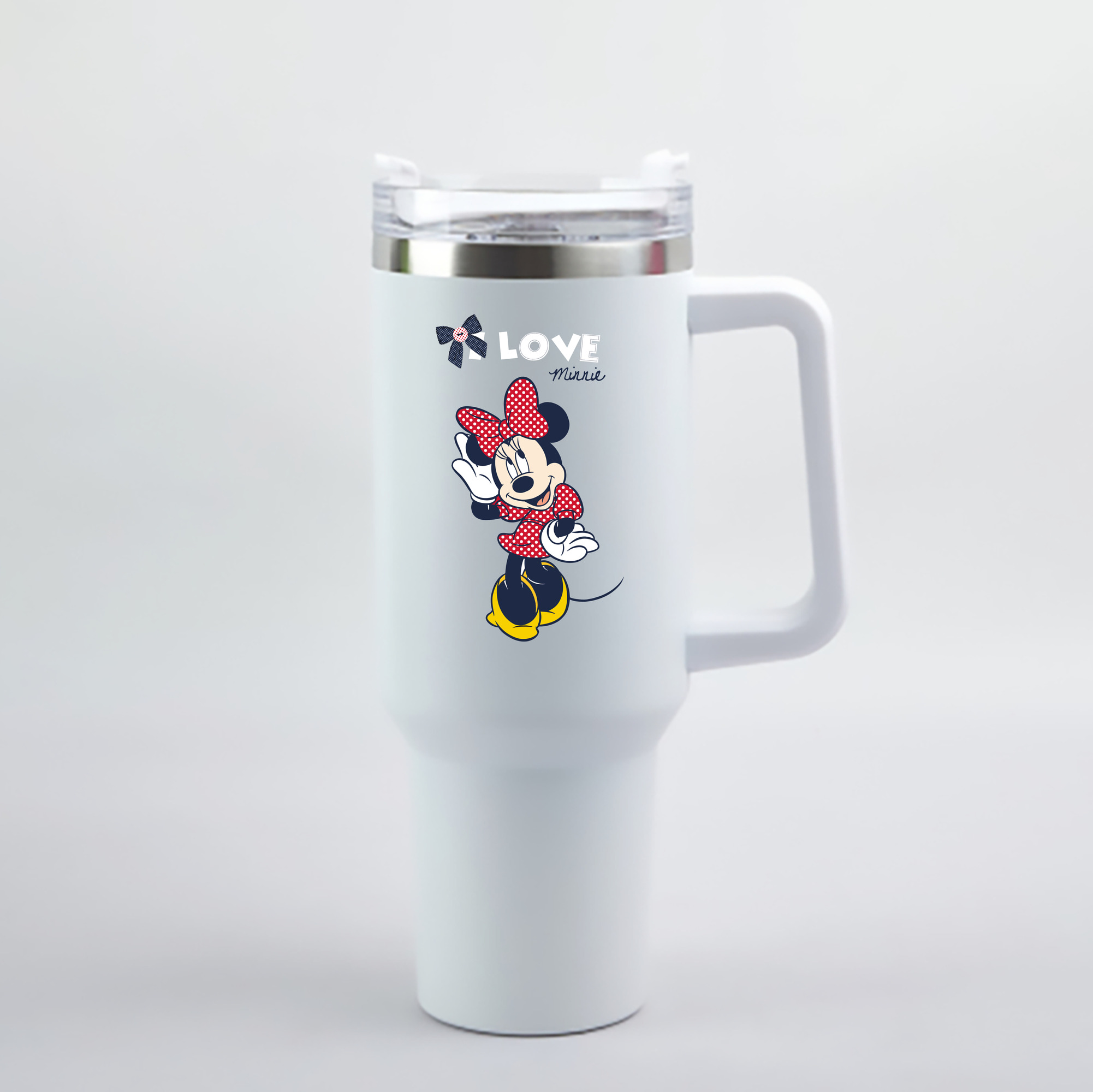 （画像用） ミッキーマウス Mickey Mouse 1200mL車用タンブラー - クリスタルステッカー（プラスチックストロー付き）