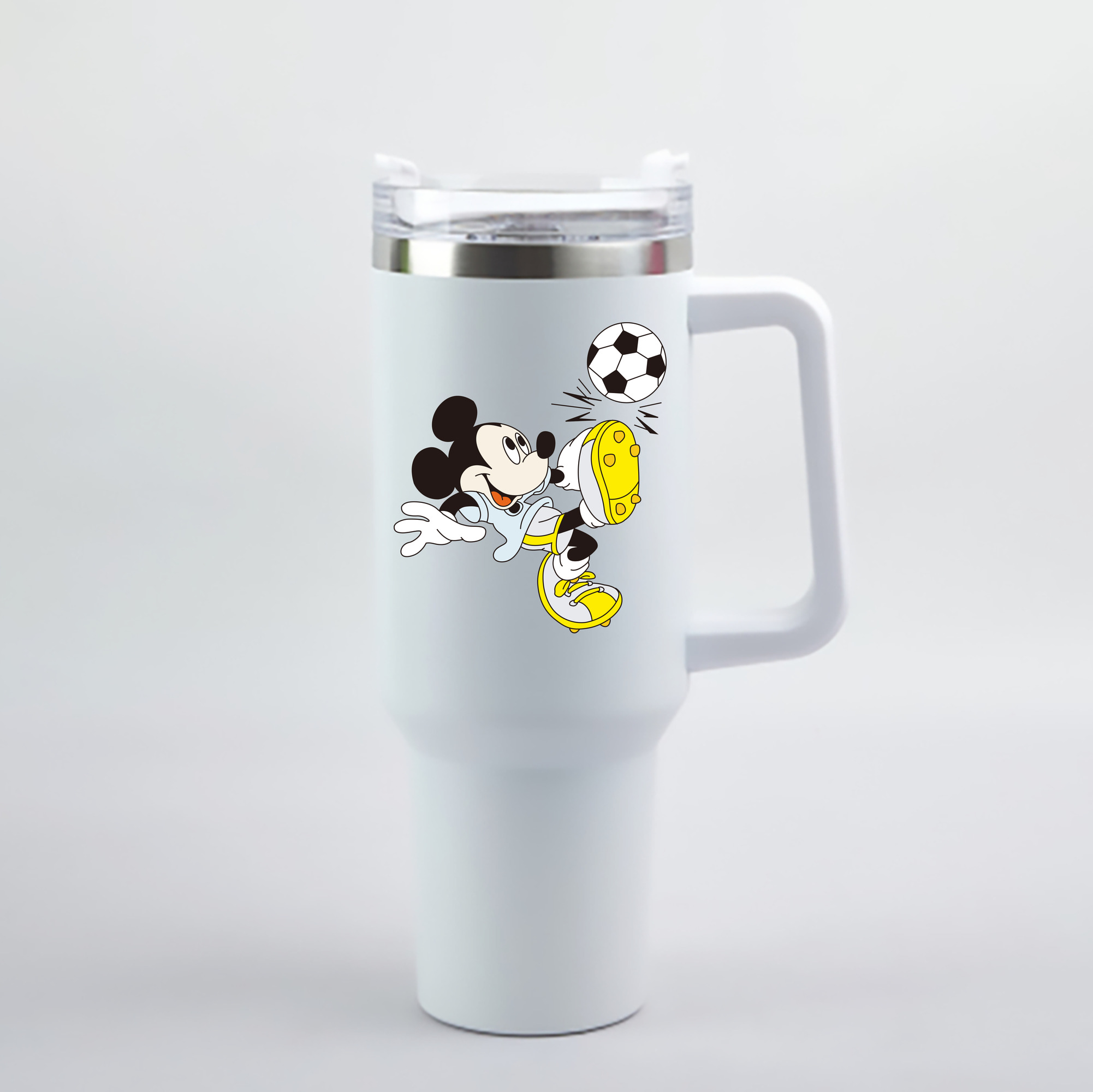（画像用） ミッキーマウス Mickey Mouse 1200mL車用タンブラー - クリスタルステッカー（プラスチックストロー付き）