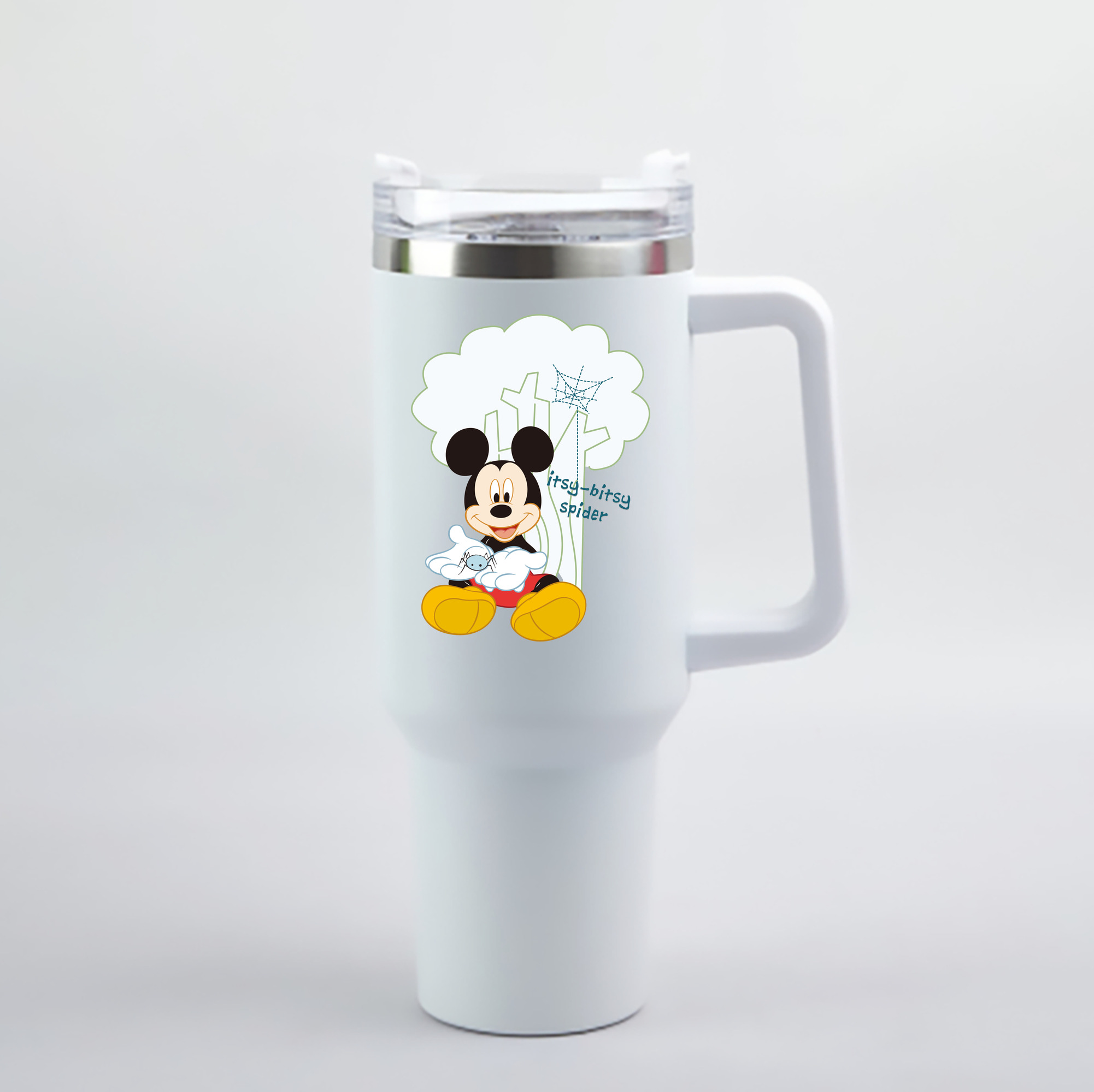 （画像用） ミッキーマウス Mickey Mouse 1200mL車用タンブラー - クリスタルステッカー（プラスチックストロー付き）