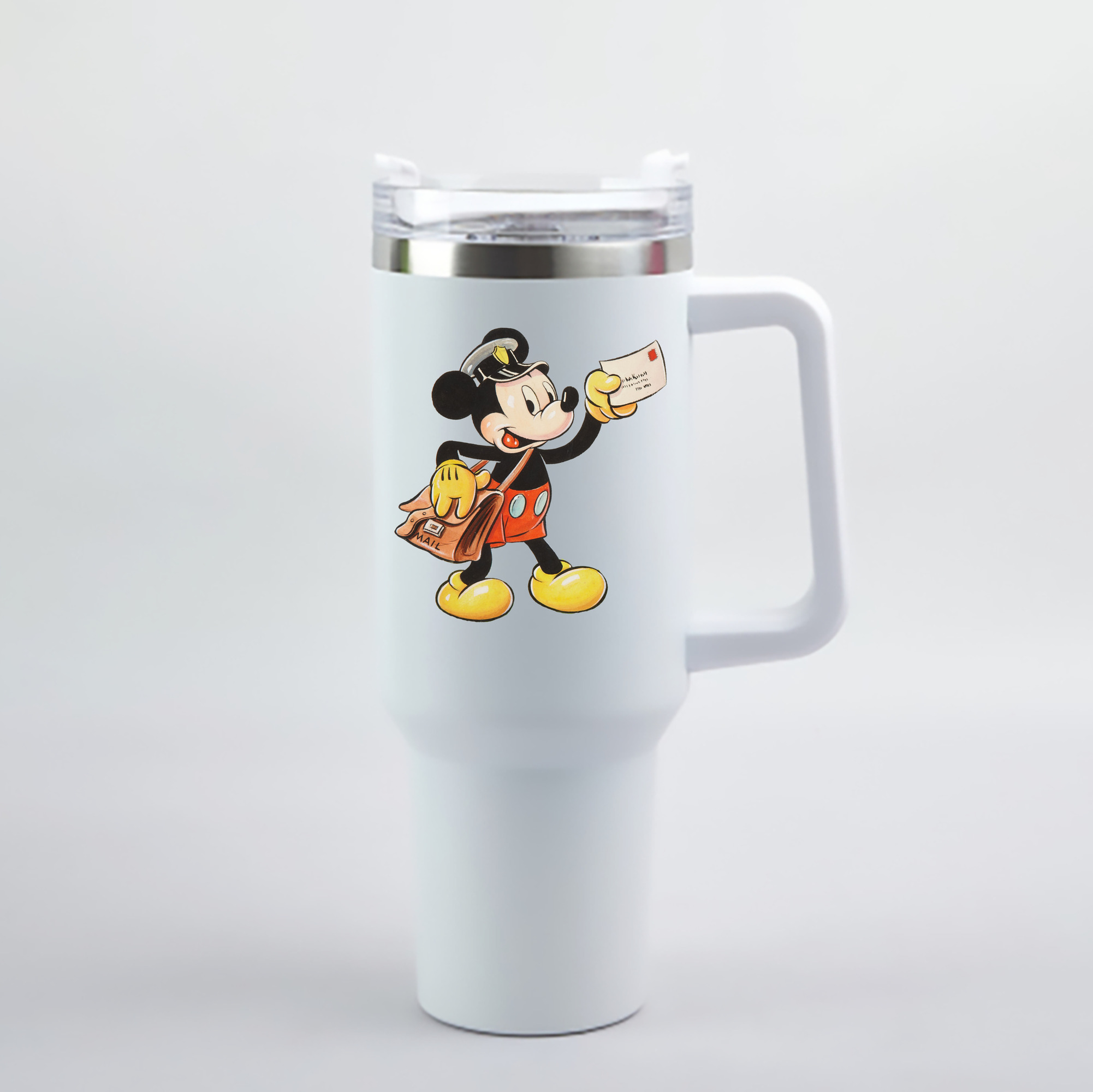 （画像用） ミッキーマウス Mickey Mouse 1200mL車用タンブラー - クリスタルステッカー（プラスチックストロー付き）