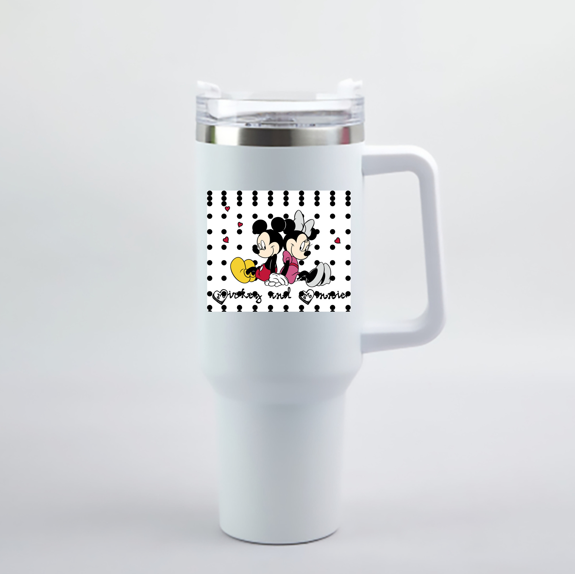 （画像用） ミッキーマウス Mickey Mouse 1200mL車用タンブラー - クリスタルステッカー（プラスチックストロー付き）