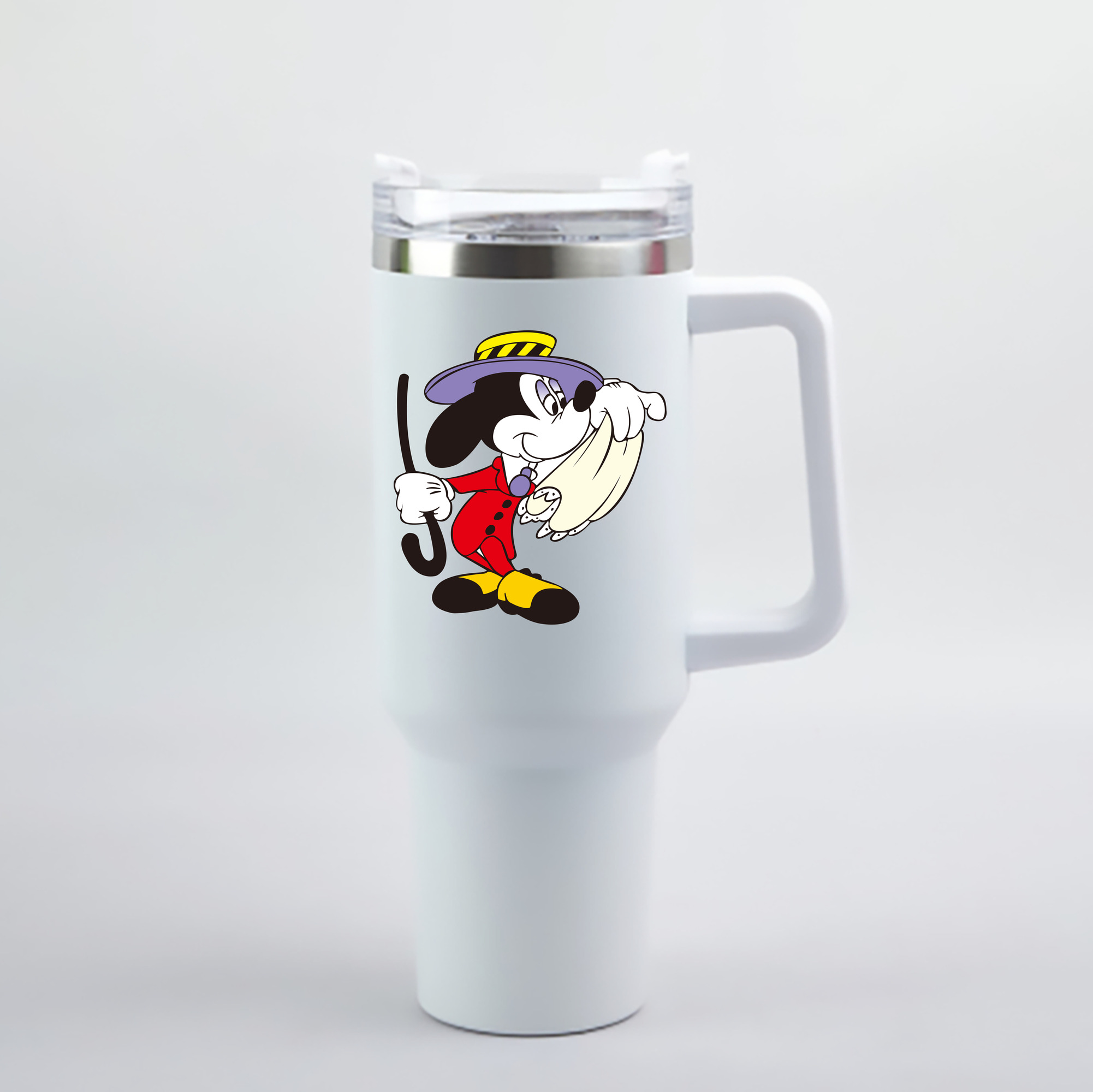 （画像用） ミッキーマウス Mickey Mouse 1200mL車用タンブラー - クリスタルステッカー（プラスチックストロー付き）