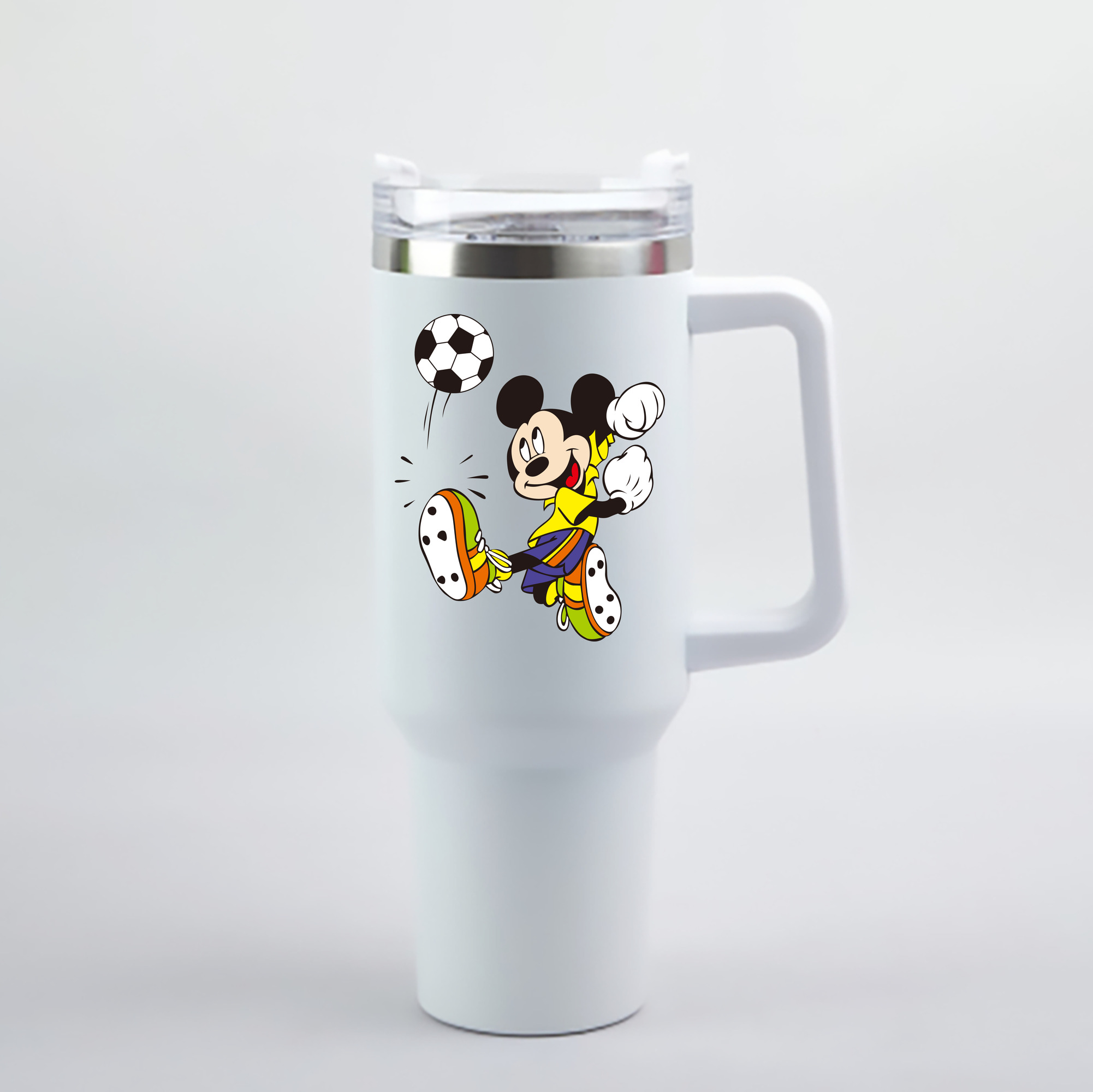 （画像用） ミッキーマウス Mickey Mouse 1200mL車用タンブラー - クリスタルステッカー（プラスチックストロー付き）