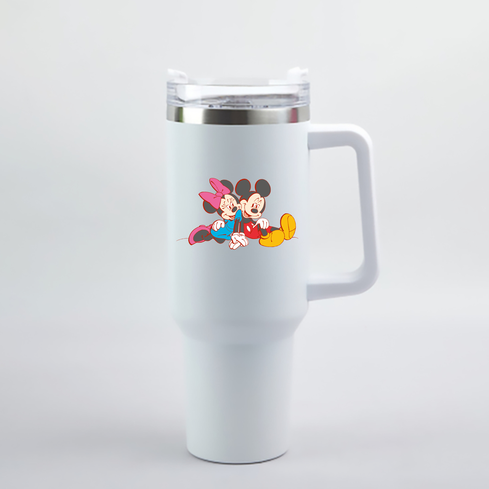 （画像用） ミッキーマウス Mickey Mouse 1200mL車用タンブラー - クリスタルステッカー（プラスチックストロー付き）