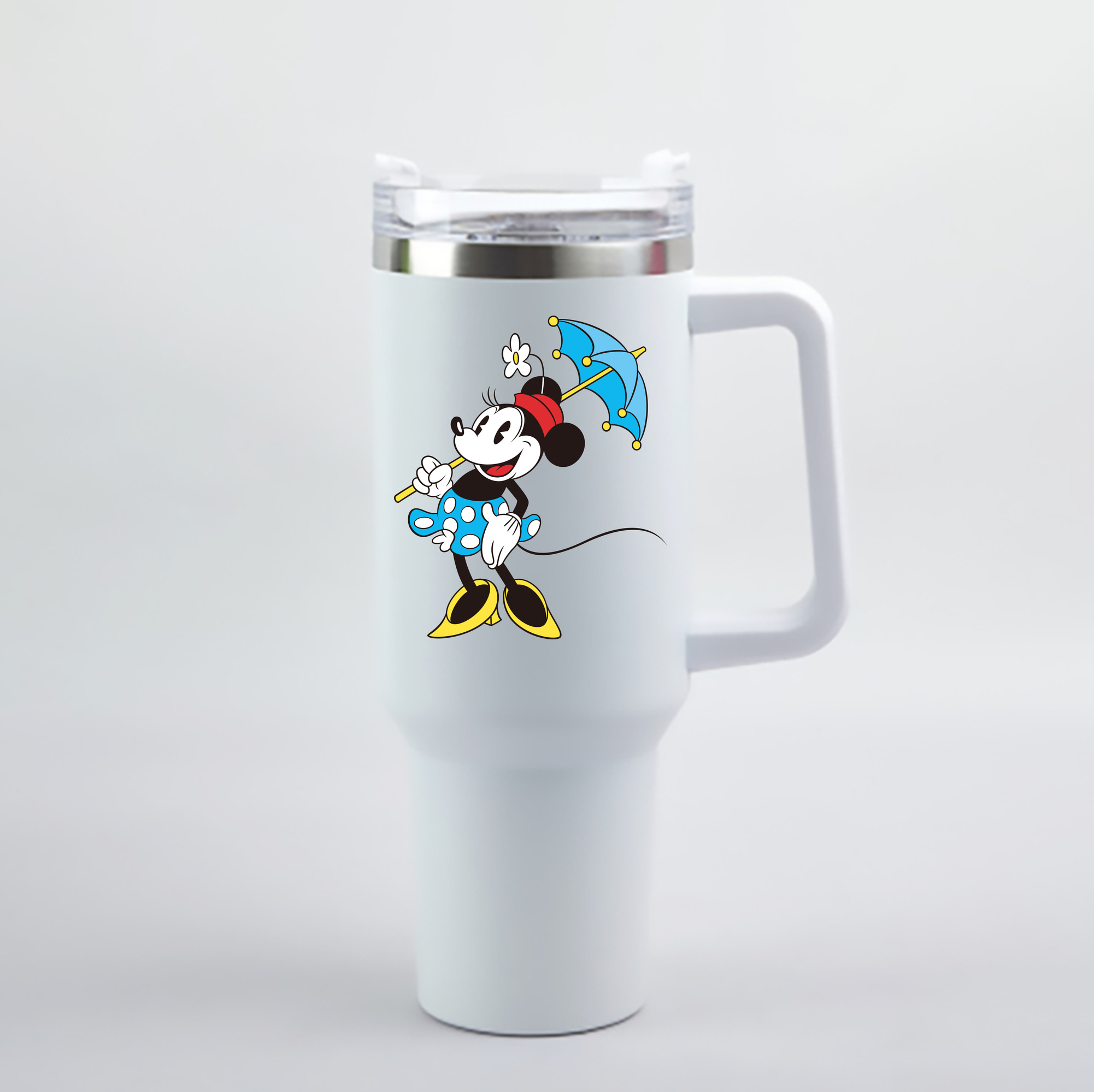 （画像用） ミッキーマウス Mickey Mouse 1200mL車用タンブラー - クリスタルステッカー（プラスチックストロー付き）