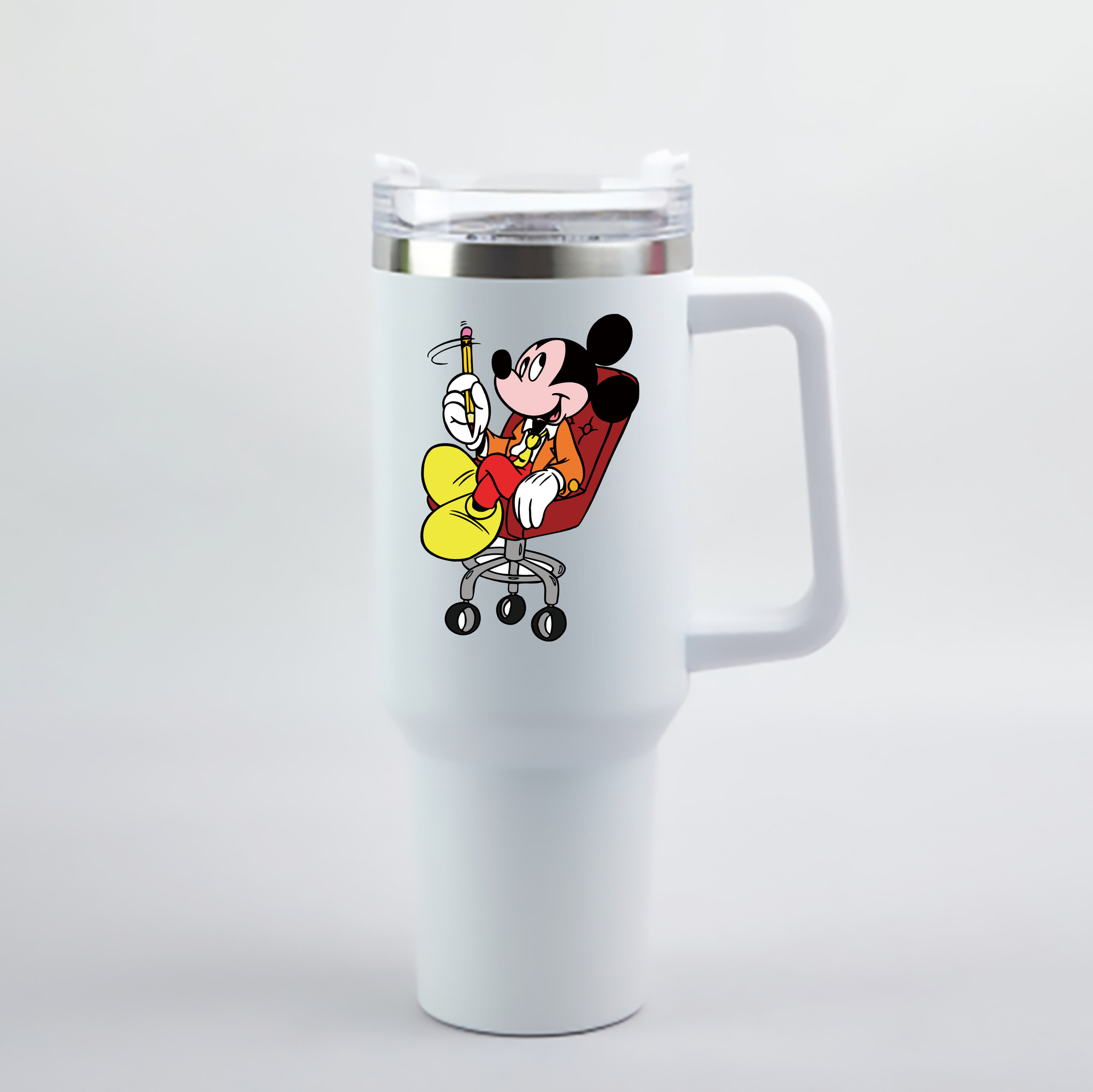 （画像用） ミッキーマウス Mickey Mouse 1200mL車用タンブラー - クリスタルステッカー（プラスチックストロー付き）
