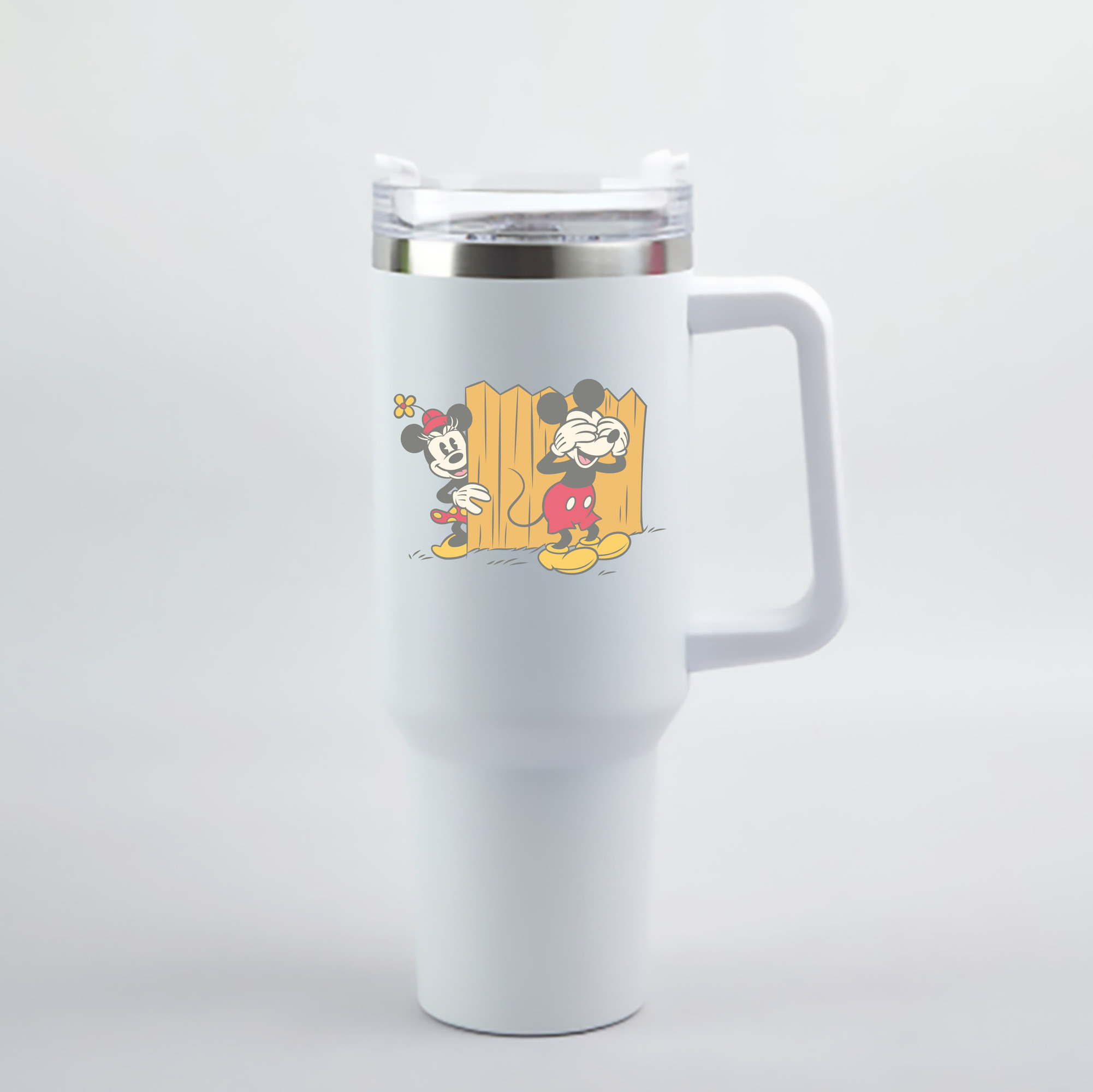 （画像用） ミッキーマウス Mickey Mouse 1200mL車用タンブラー - クリスタルステッカー（プラスチックストロー付き）