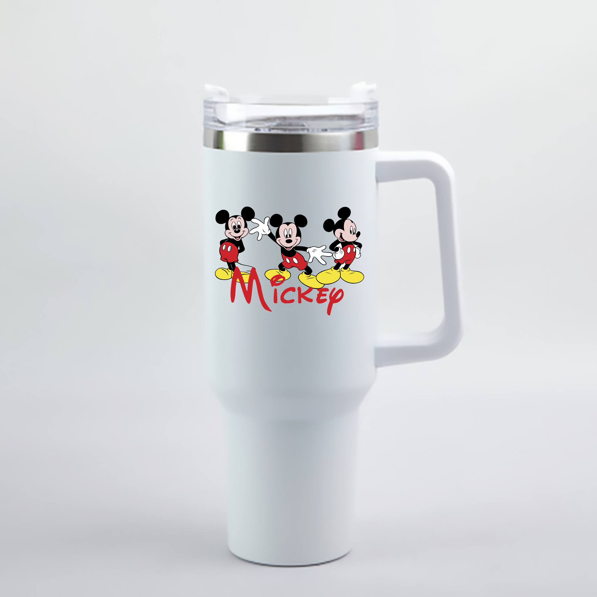 （画像用） ミッキーマウス Mickey Mouse 1200mL車用タンブラー - クリスタルステッカー（プラスチックストロー付き）