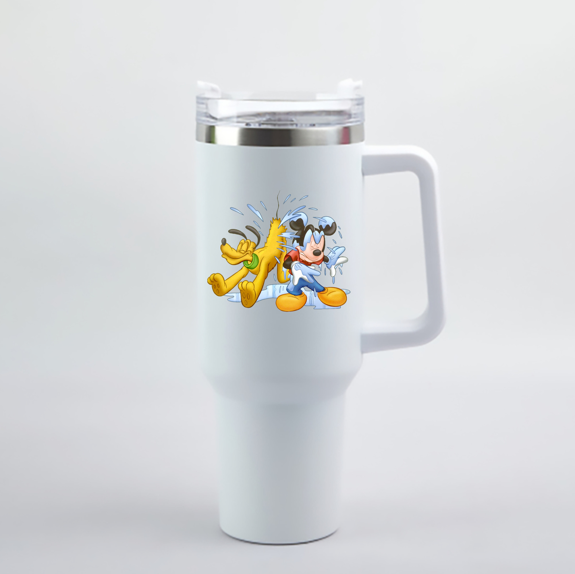 （画像用） ミッキーマウス Mickey Mouse 1200mL車用タンブラー - クリスタルステッカー（プラスチックストロー付き）