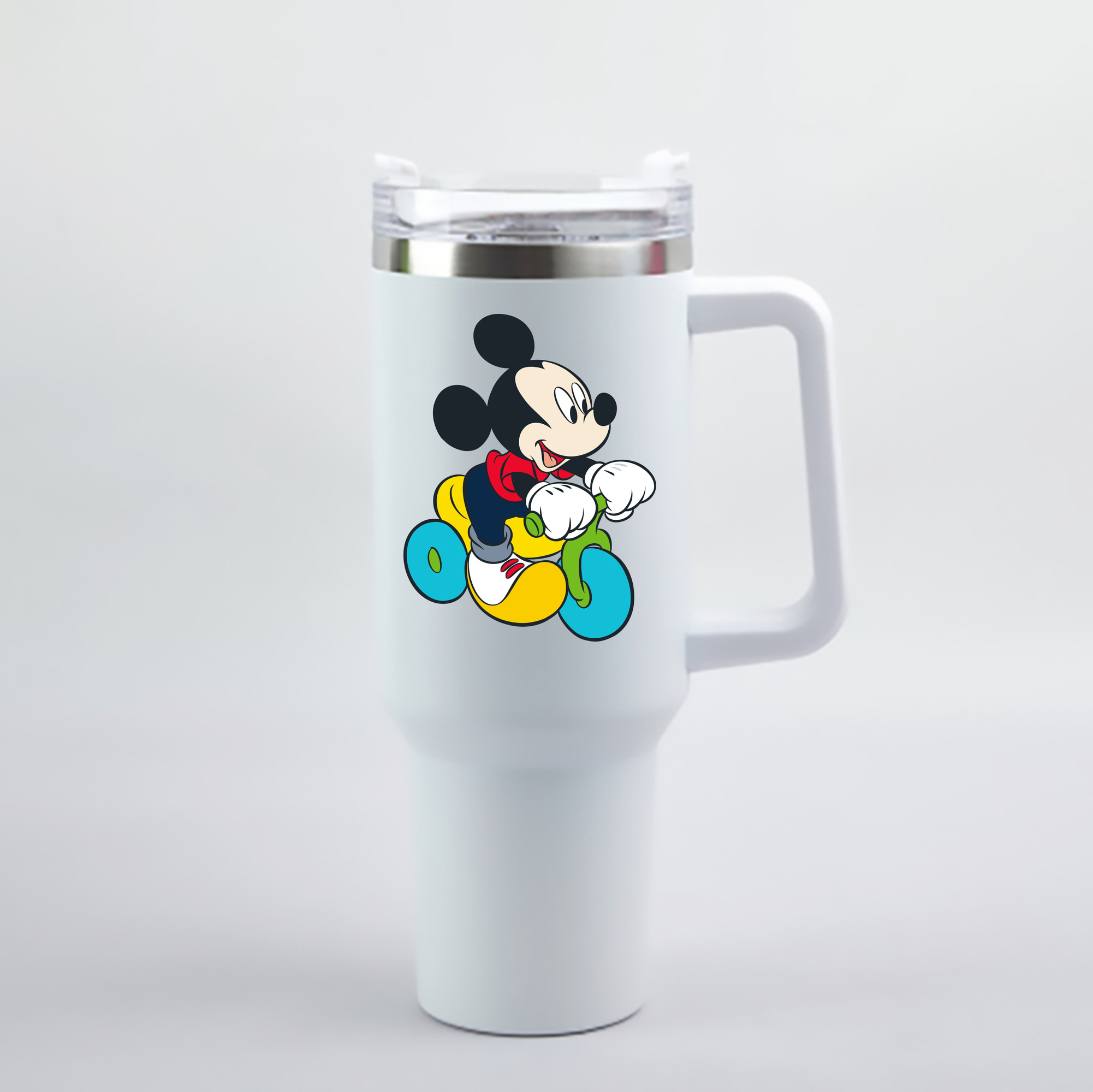 （画像用） ミッキーマウス Mickey Mouse 1200mL車用タンブラー - クリスタルステッカー（プラスチックストロー付き）