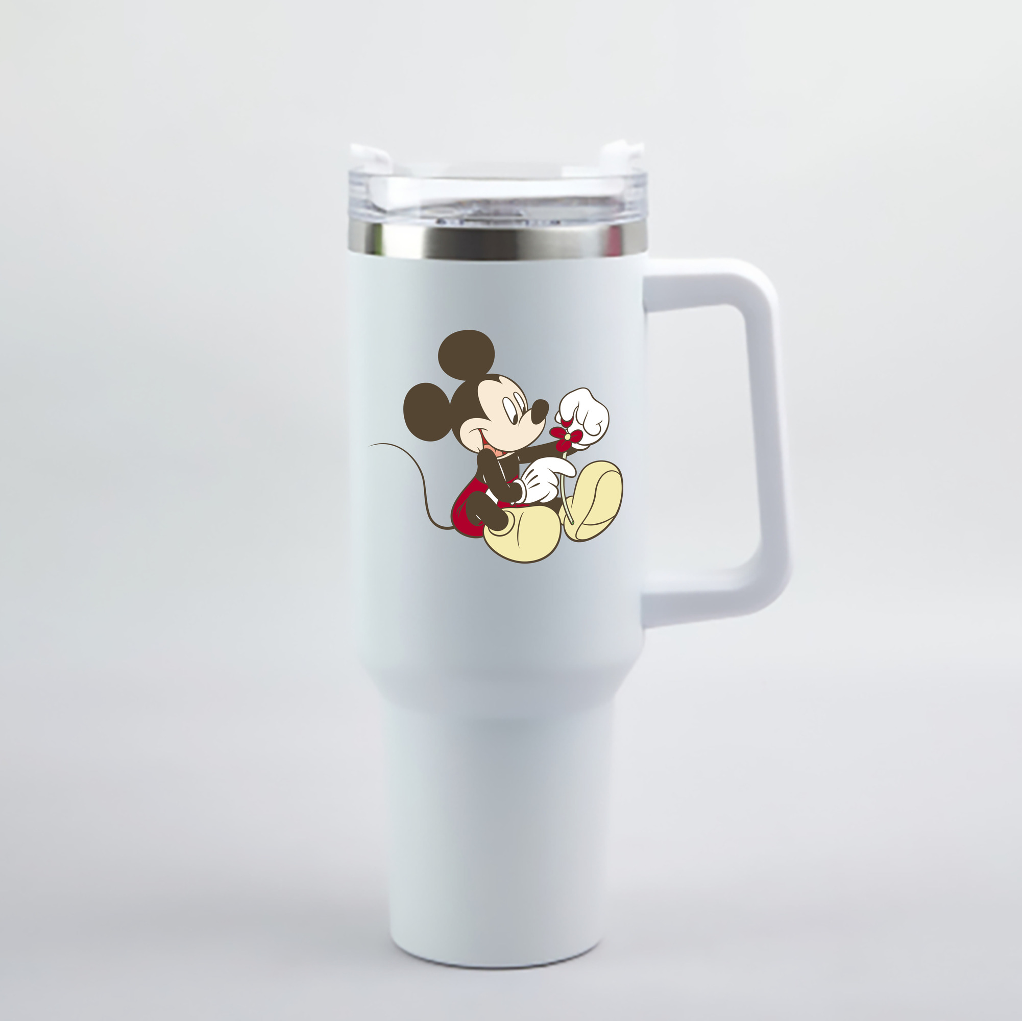 （画像用） ミッキーマウス Mickey Mouse 1200mL車用タンブラー - クリスタルステッカー（プラスチックストロー付き）