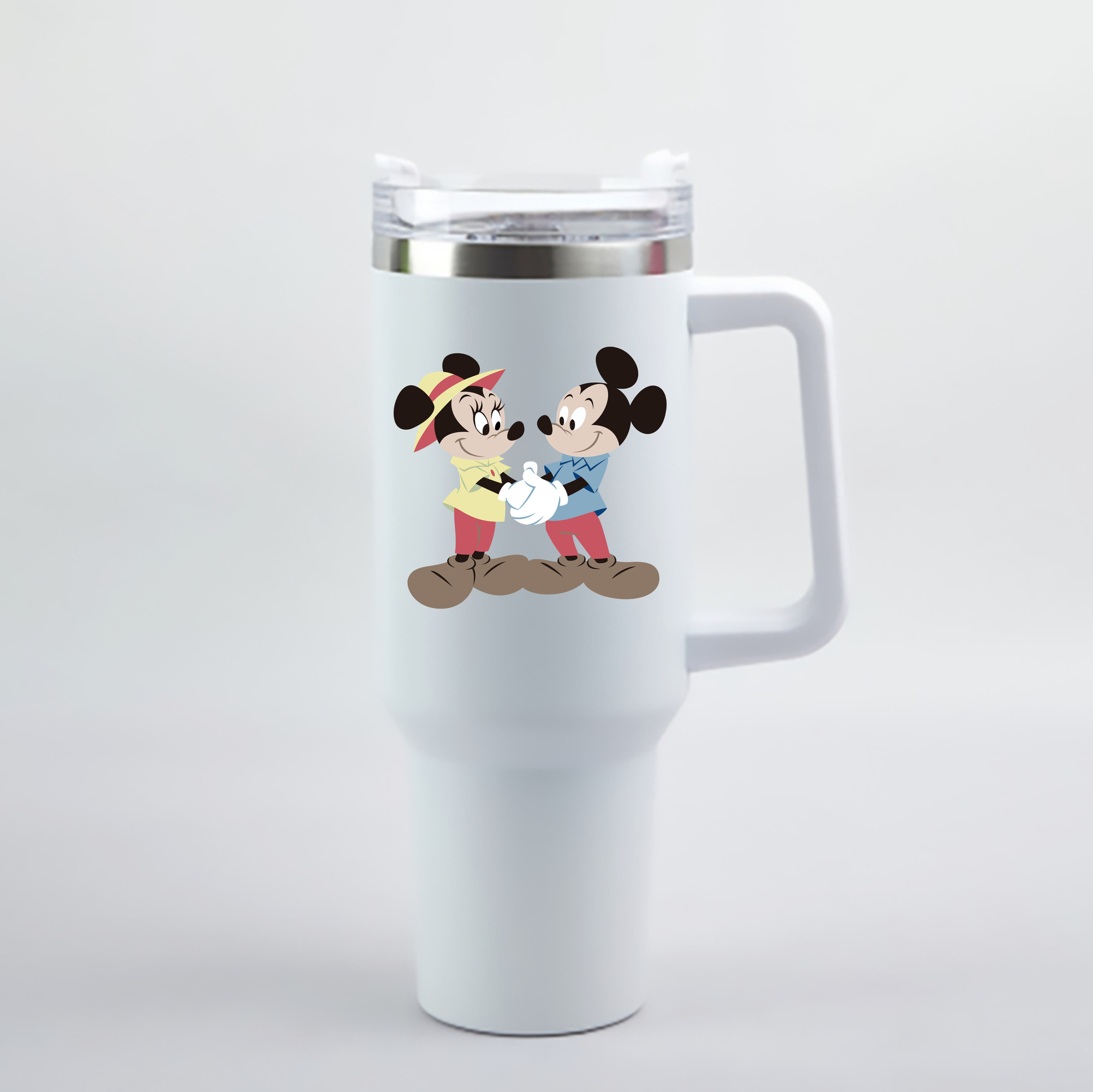（画像用） ミッキーマウス Mickey Mouse 1200mL車用タンブラー - クリスタルステッカー（プラスチックストロー付き）