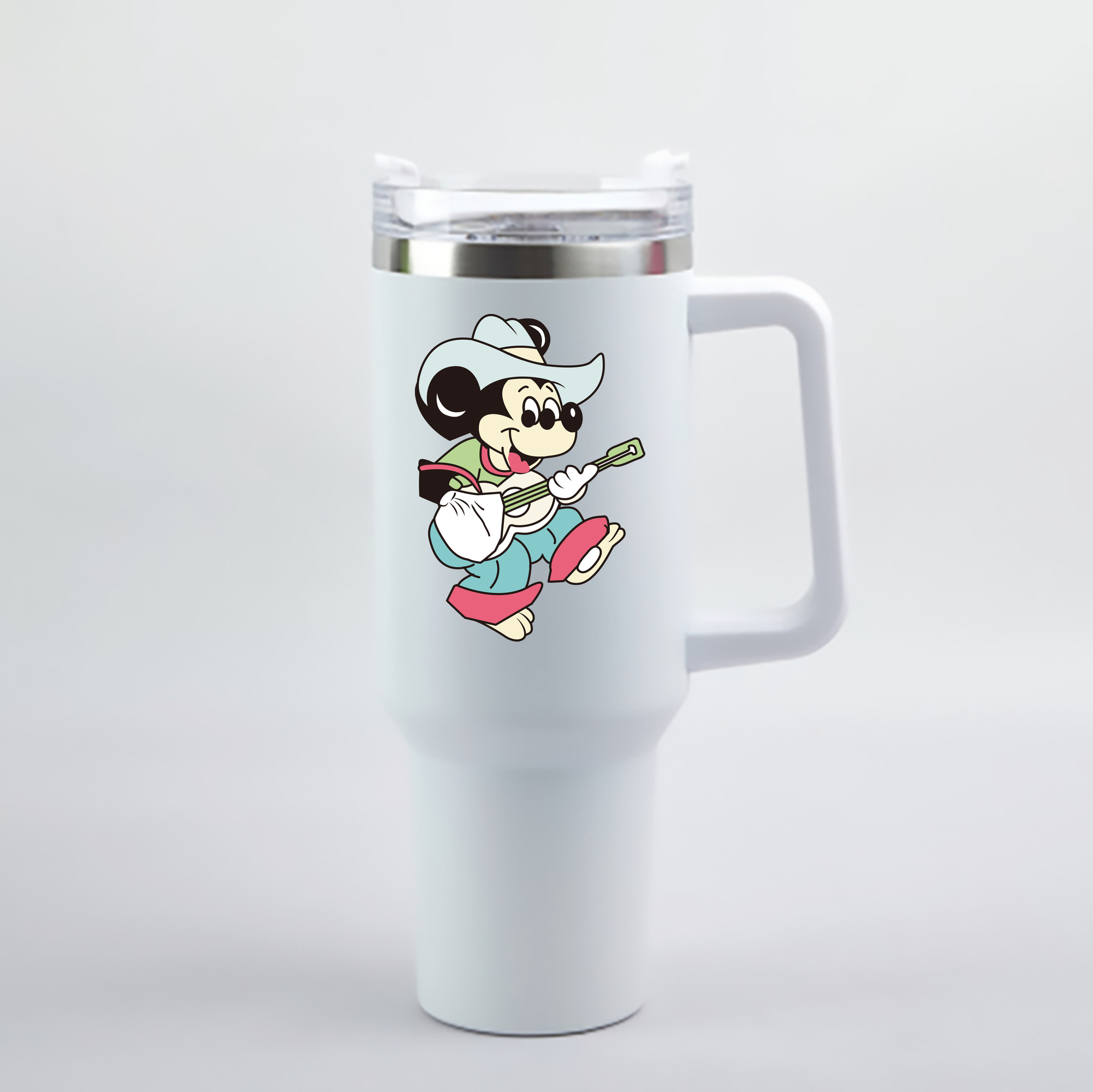（画像用） ミッキーマウス Mickey Mouse 1200mL車用タンブラー - クリスタルステッカー（プラスチックストロー付き）