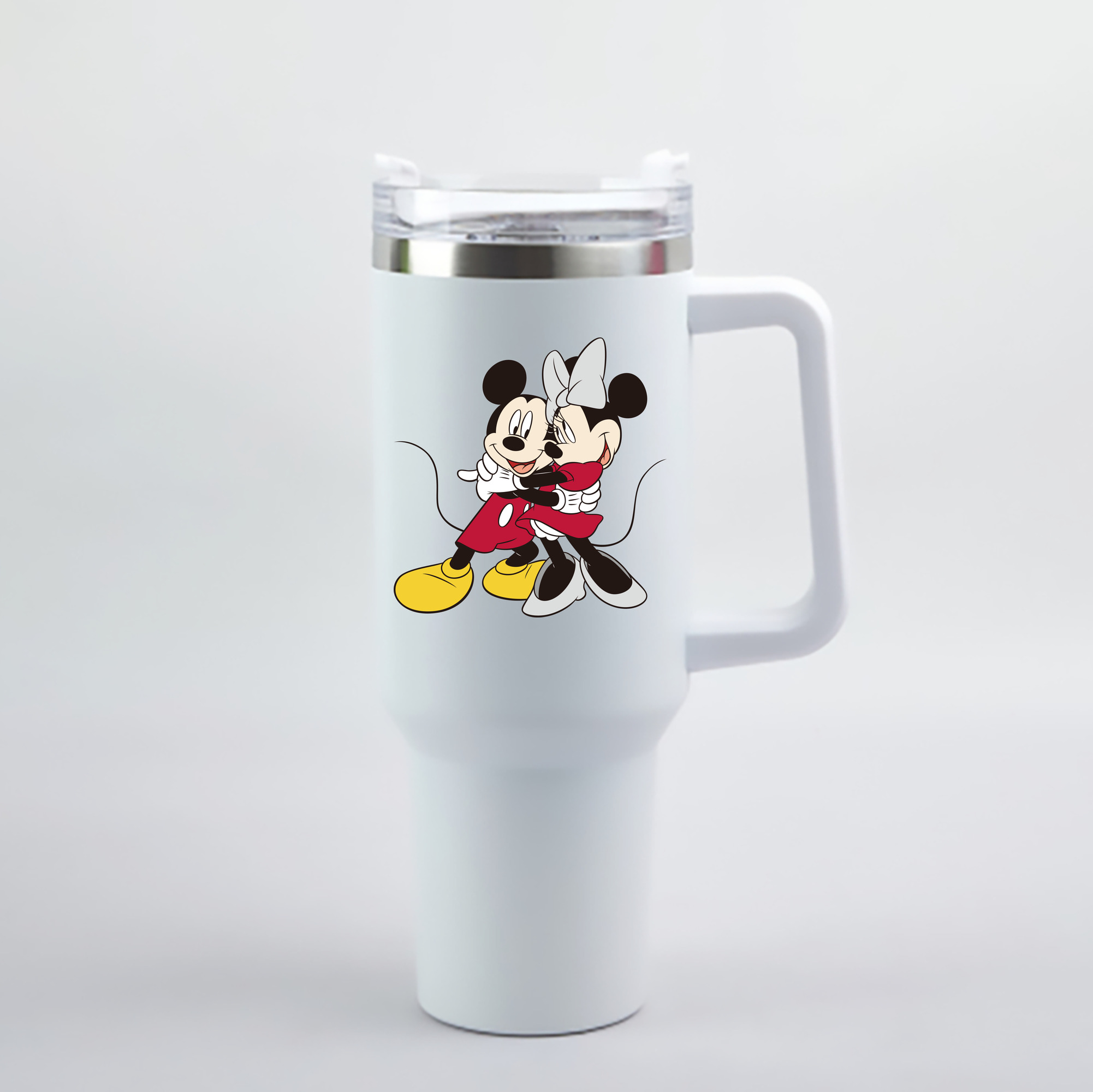 （画像用） ミッキーマウス Mickey Mouse 1200mL車用タンブラー - クリスタルステッカー（プラスチックストロー付き）