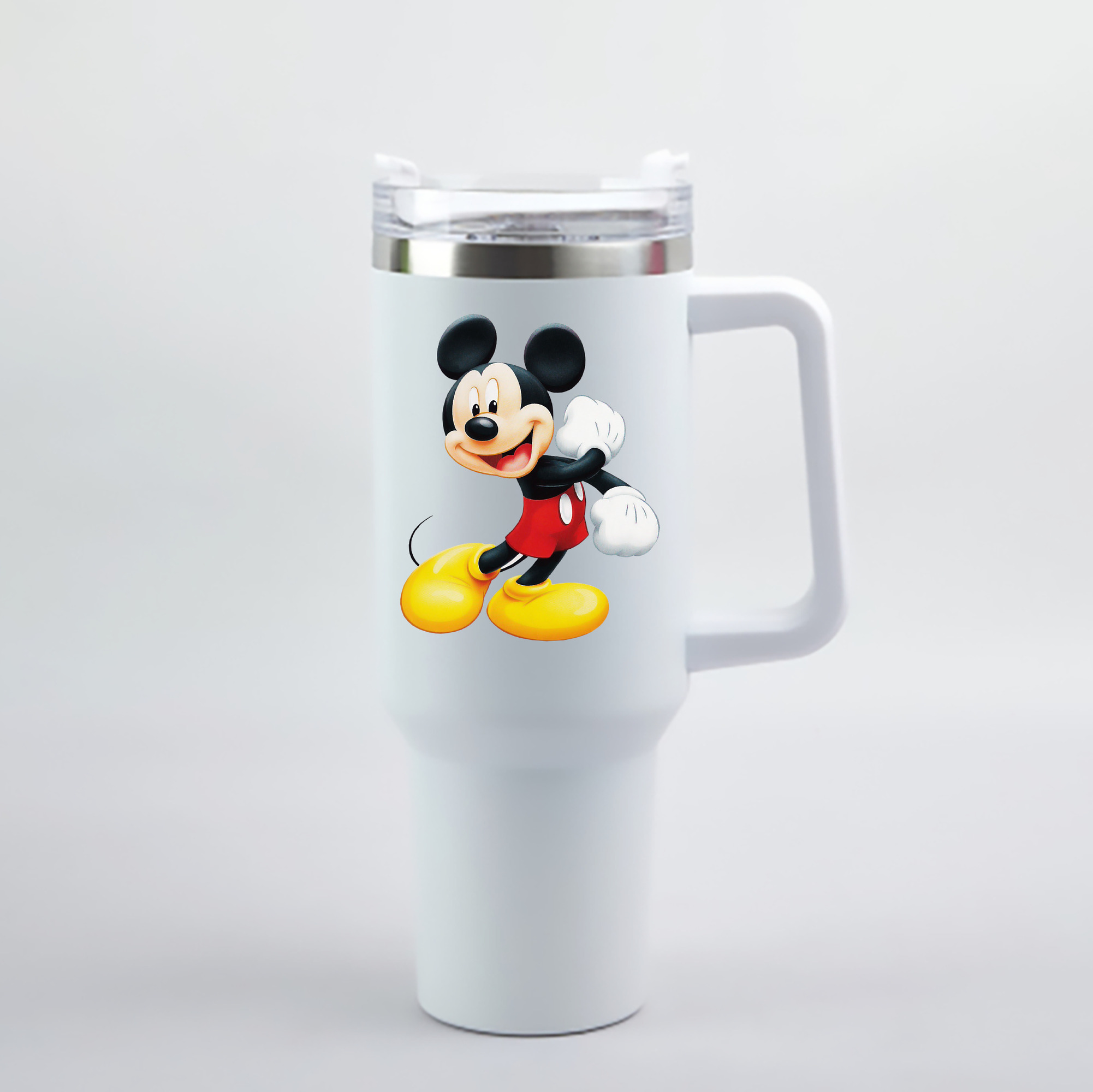 （画像用） ミッキーマウス Mickey Mouse 1200mL車用タンブラー - クリスタルステッカー（プラスチックストロー付き）