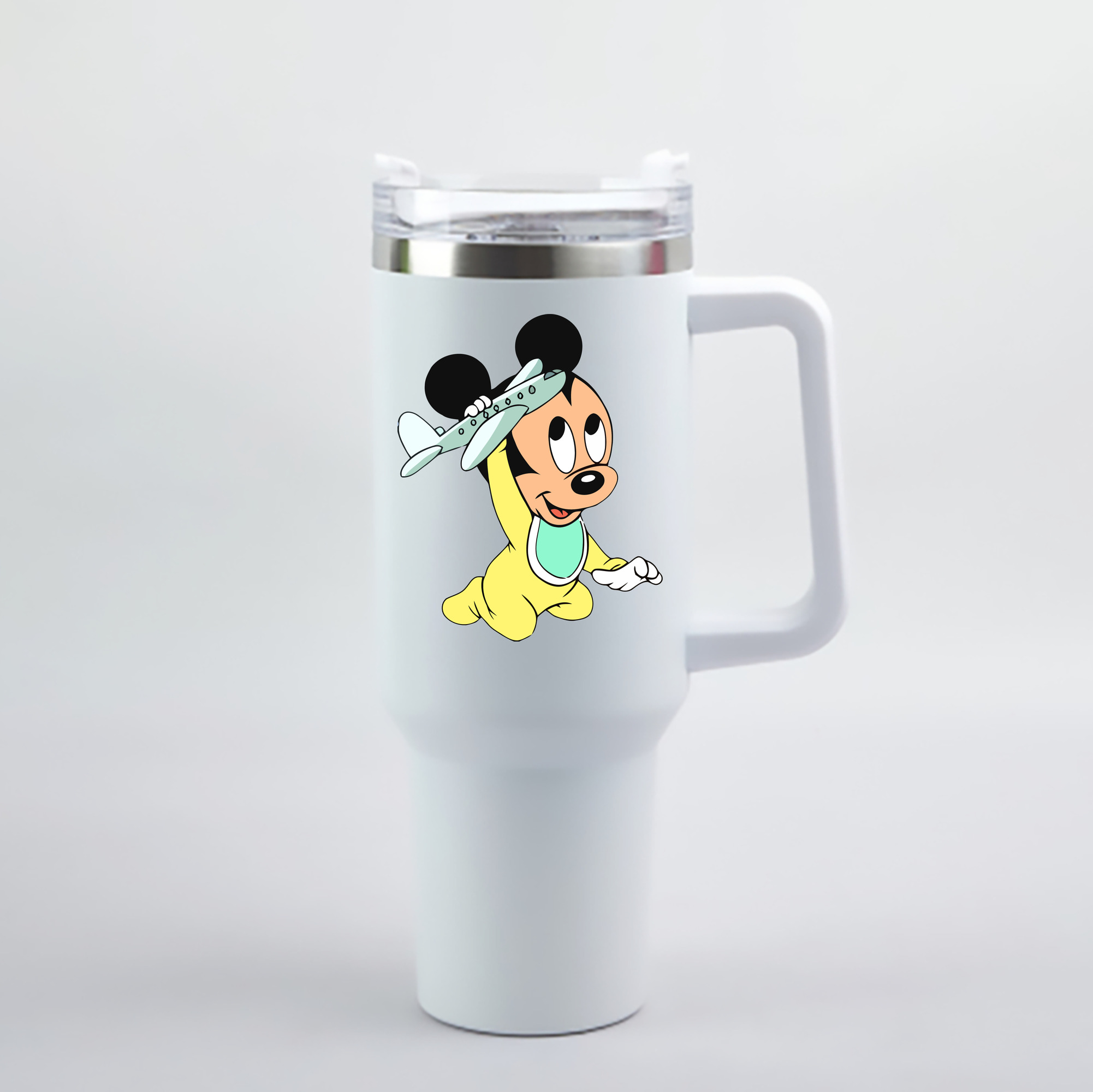 （画像用） ミッキーマウス Mickey Mouse 1200mL車用タンブラー - クリスタルステッカー（プラスチックストロー付き）