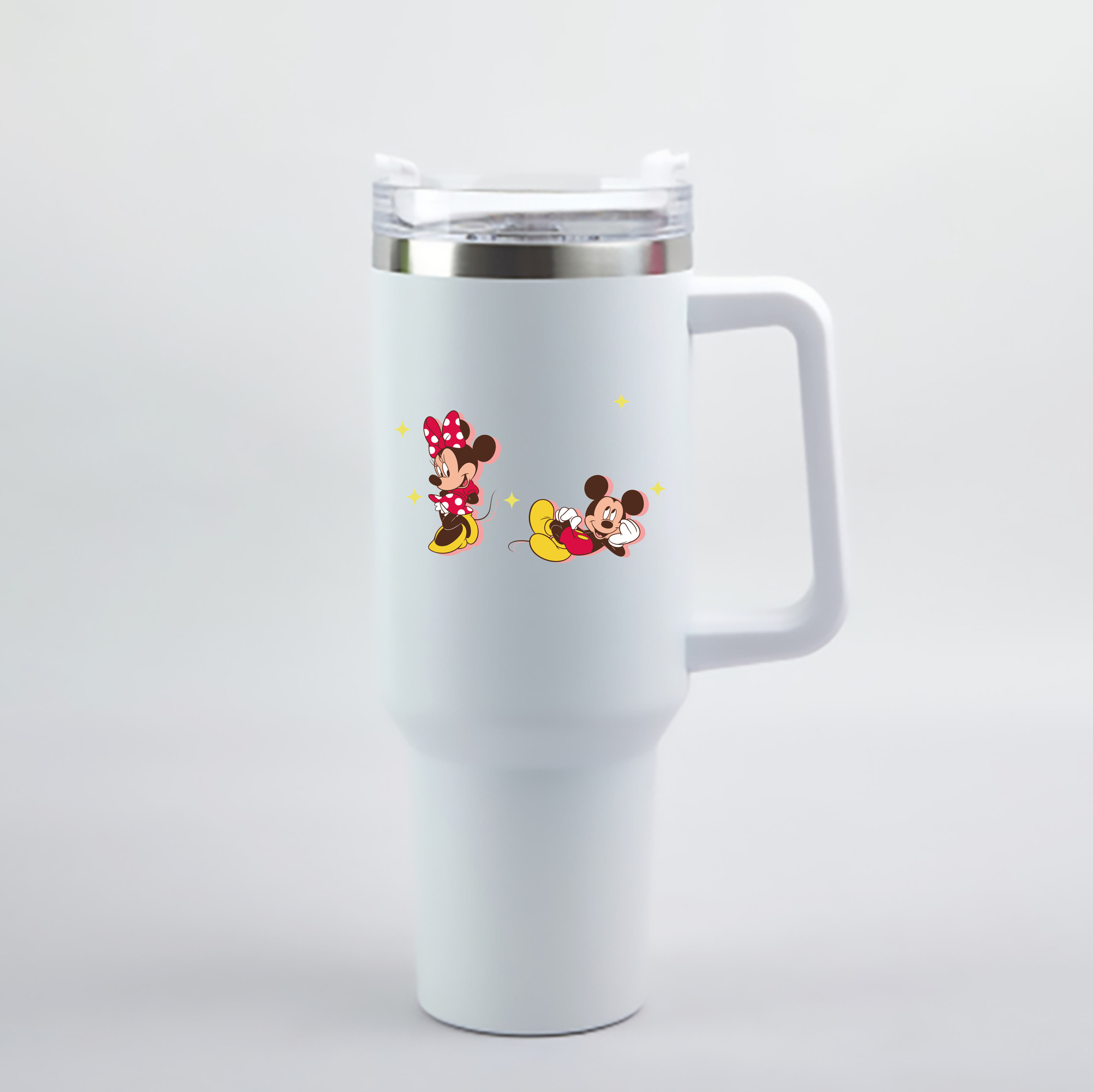 （画像用） ミッキーマウス Mickey Mouse 1200mL車用タンブラー - クリスタルステッカー（プラスチックストロー付き）