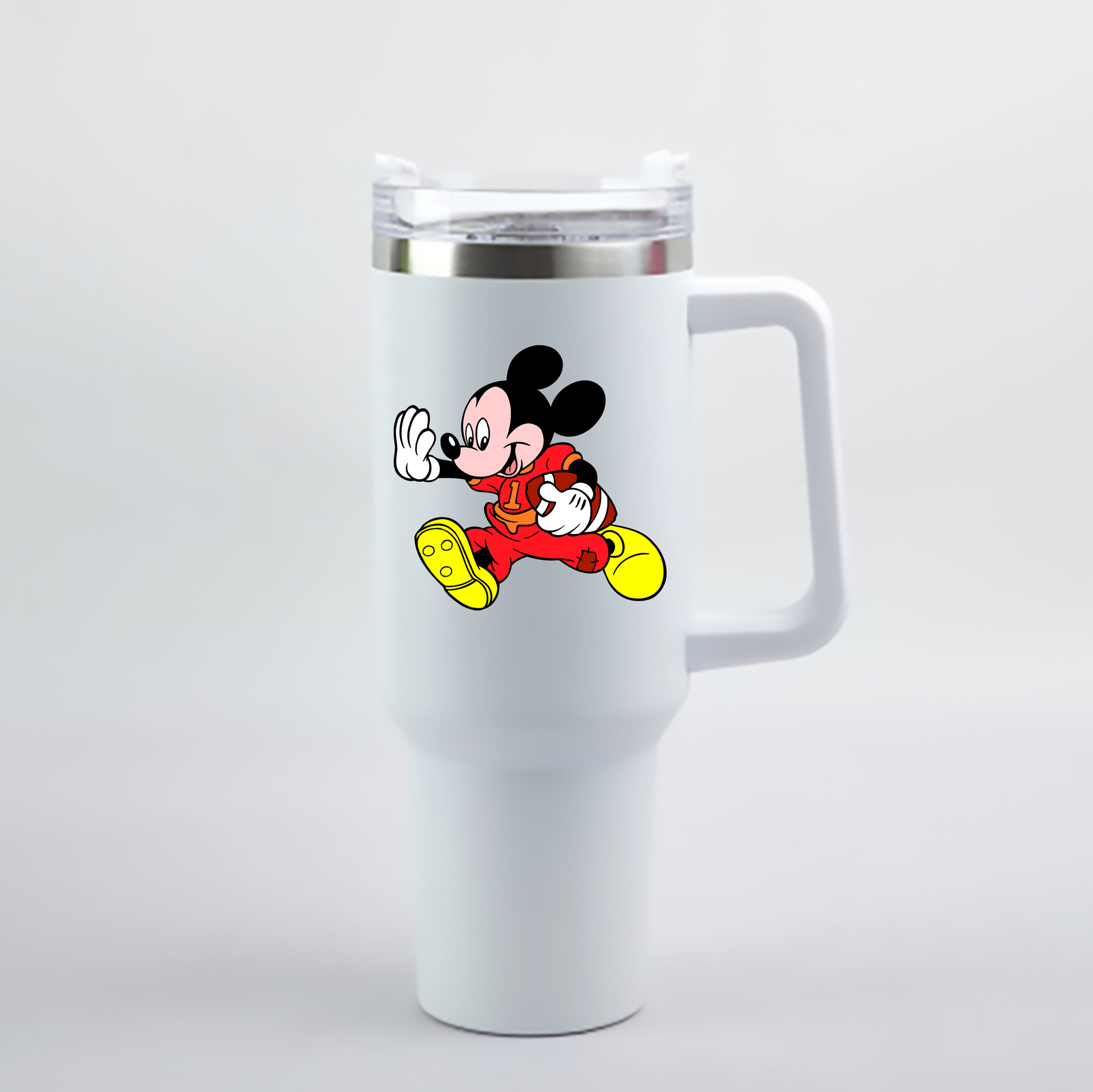 （画像用） ミッキーマウス Mickey Mouse 1200mL車用タンブラー - クリスタルステッカー（プラスチックストロー付き）