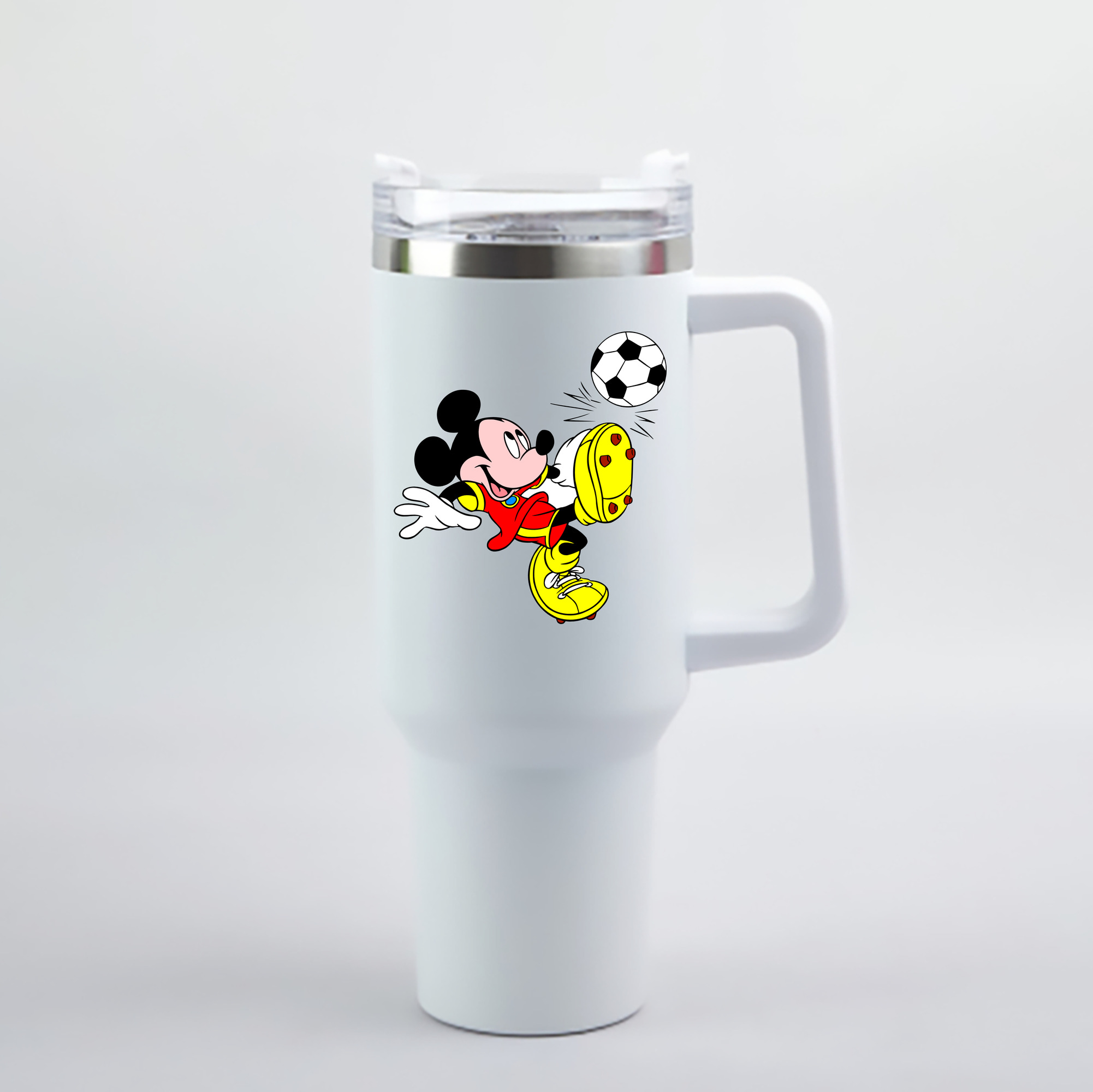 （画像用） ミッキーマウス Mickey Mouse 1200mL車用タンブラー - クリスタルステッカー（プラスチックストロー付き）