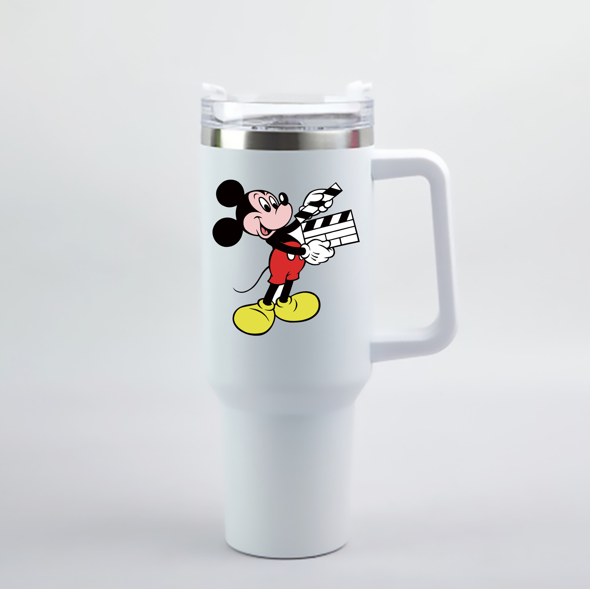 （画像用） ミッキーマウス Mickey Mouse 1200mL車用タンブラー - クリスタルステッカー（プラスチックストロー付き）