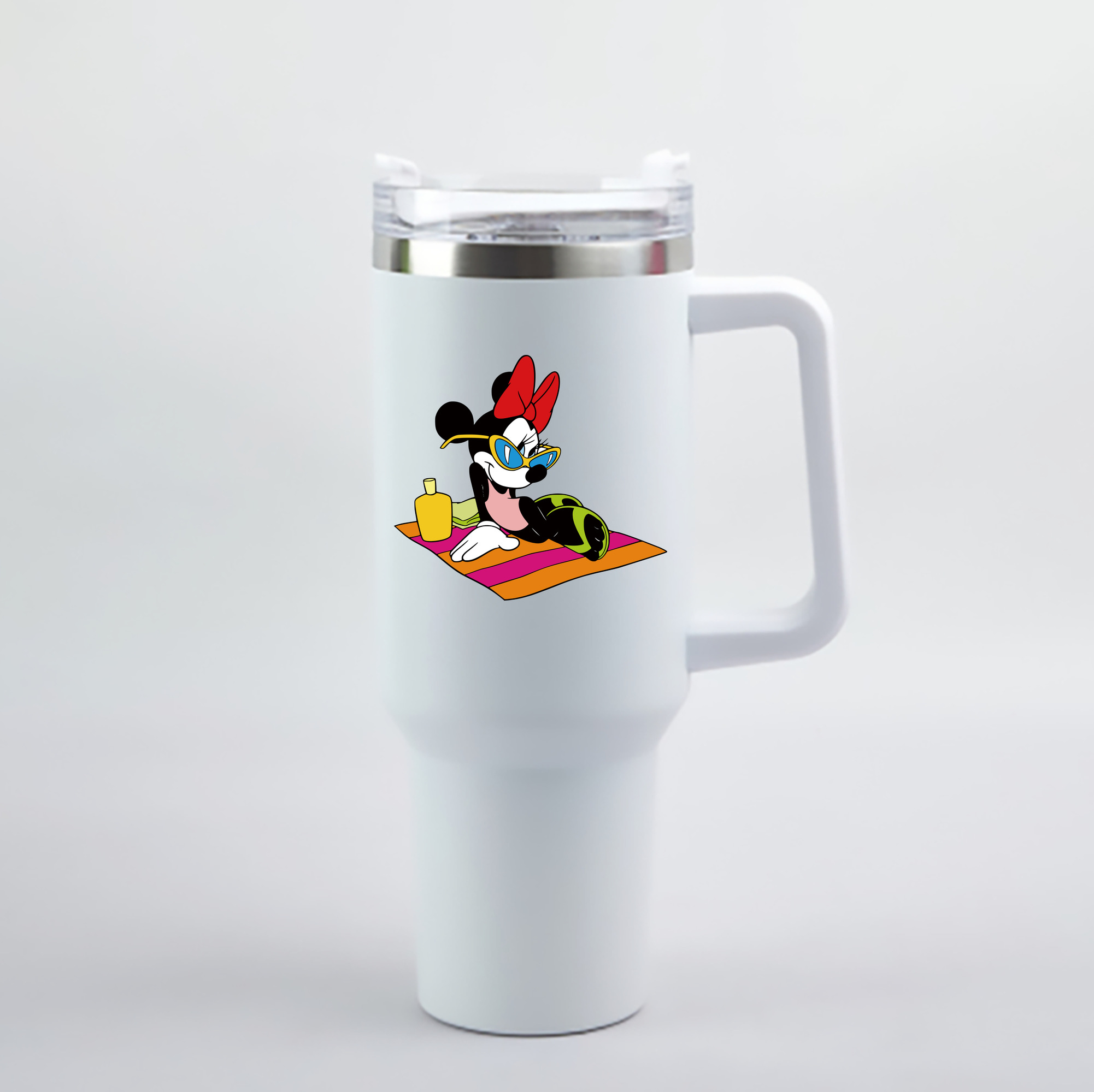 （画像用） ミッキーマウス Mickey Mouse 1200mL車用タンブラー - クリスタルステッカー（プラスチックストロー付き）