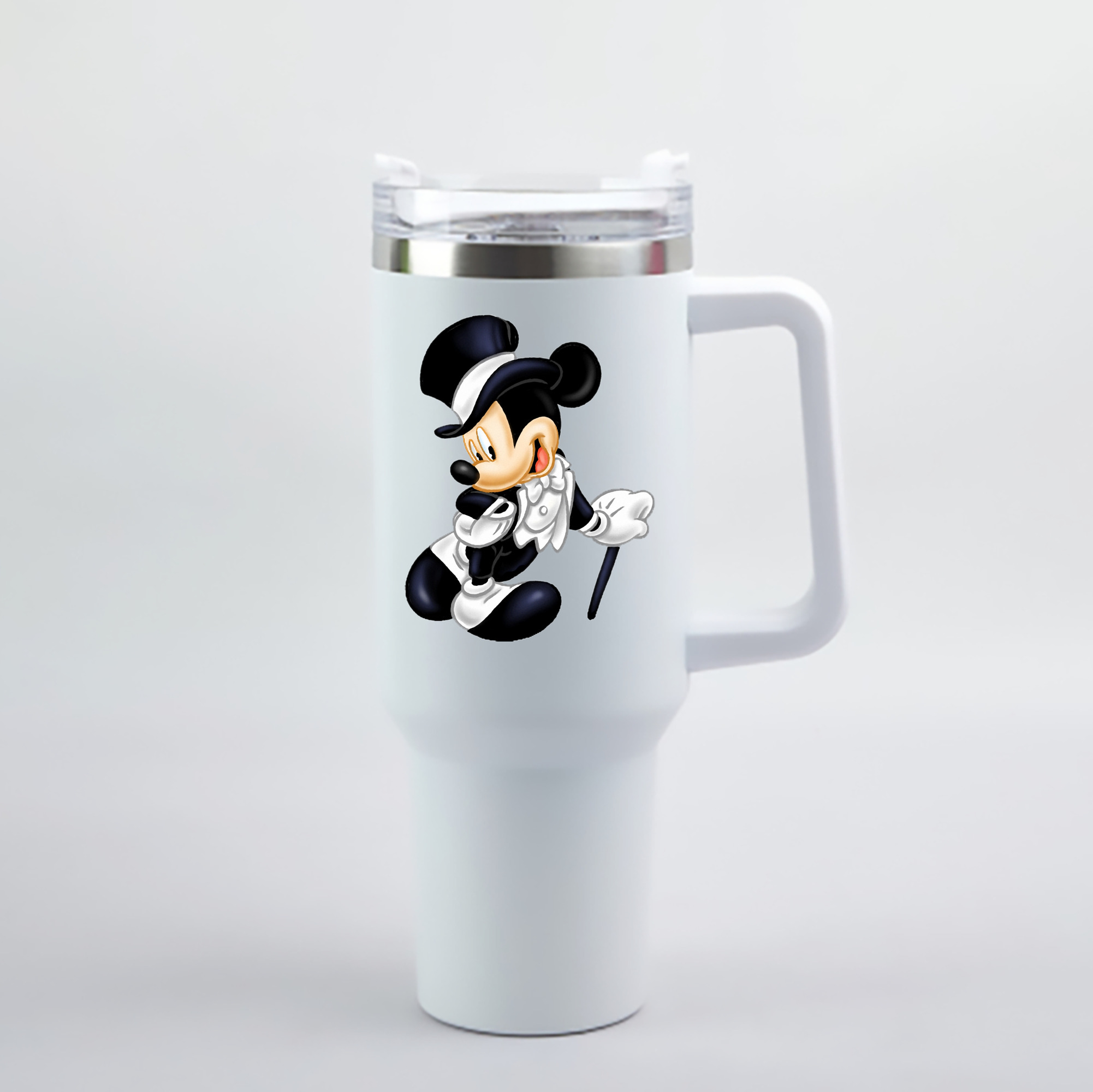 （画像用） ミッキーマウス Mickey Mouse 1200mL車用タンブラー - クリスタルステッカー（プラスチックストロー付き）