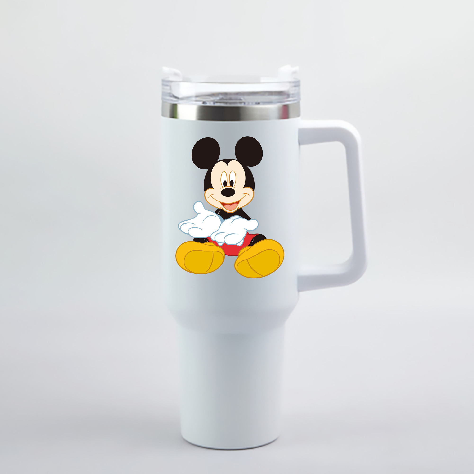 （画像用） ミッキーマウス Mickey Mouse 1200mL車用タンブラー - クリスタルステッカー（プラスチックストロー付き）