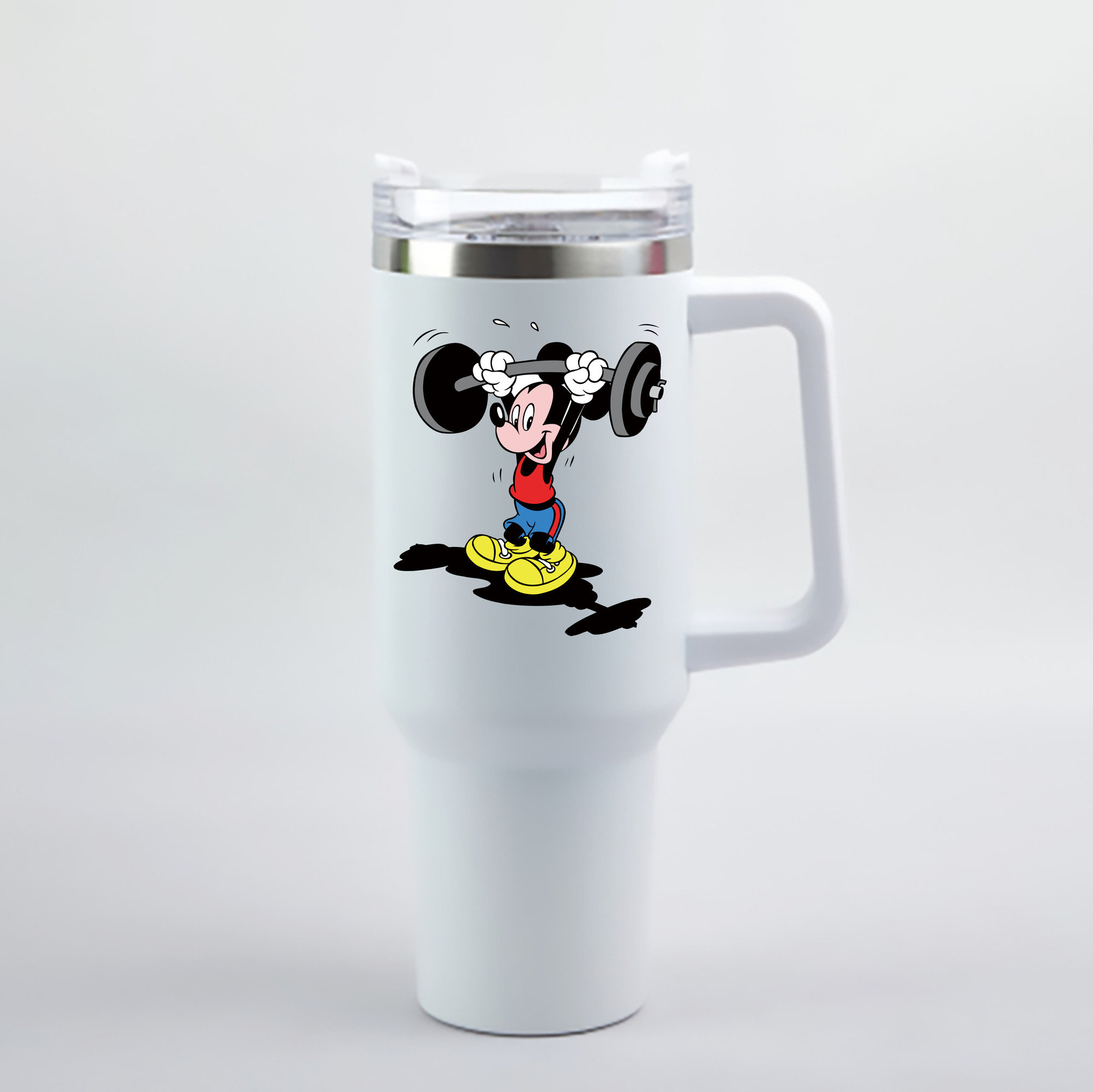 （画像用） ミッキーマウス Mickey Mouse 1200mL車用タンブラー - クリスタルステッカー（プラスチックストロー付き）