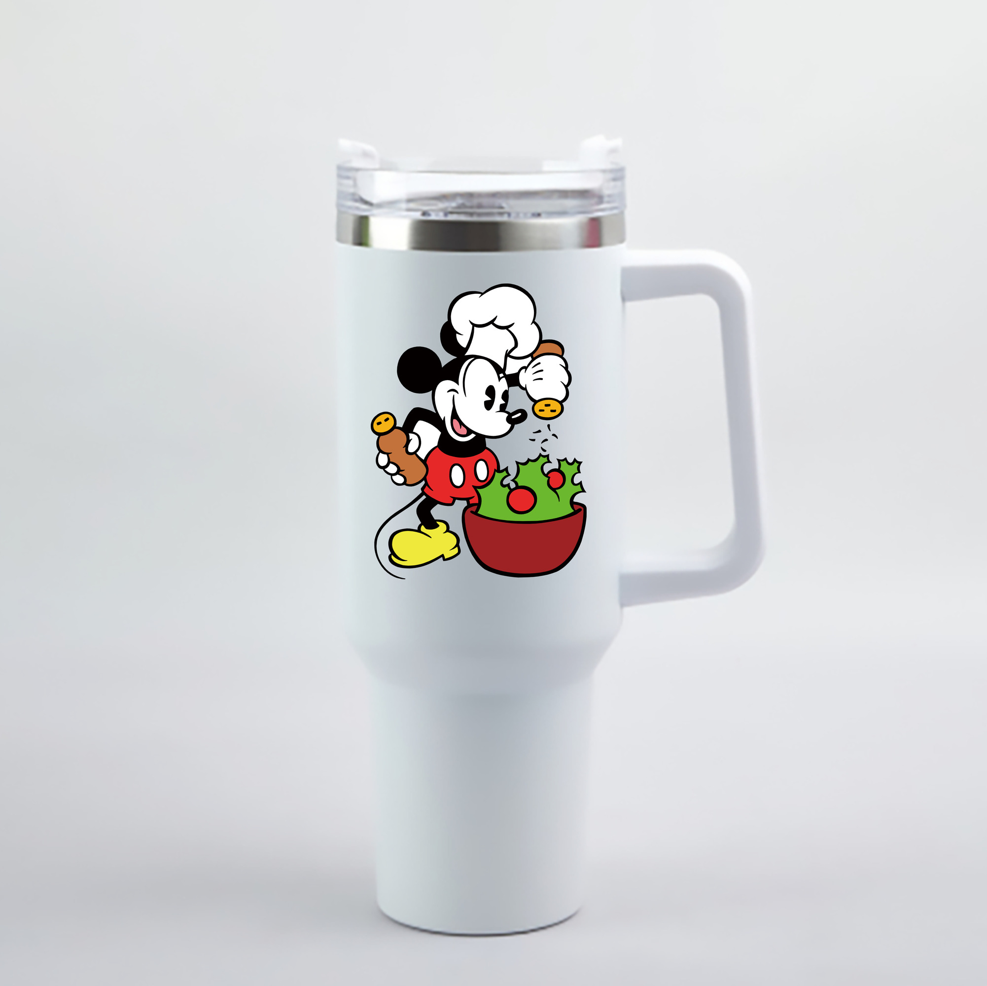 （画像用） ミッキーマウス Mickey Mouse 1200mL車用タンブラー - クリスタルステッカー（プラスチックストロー付き）