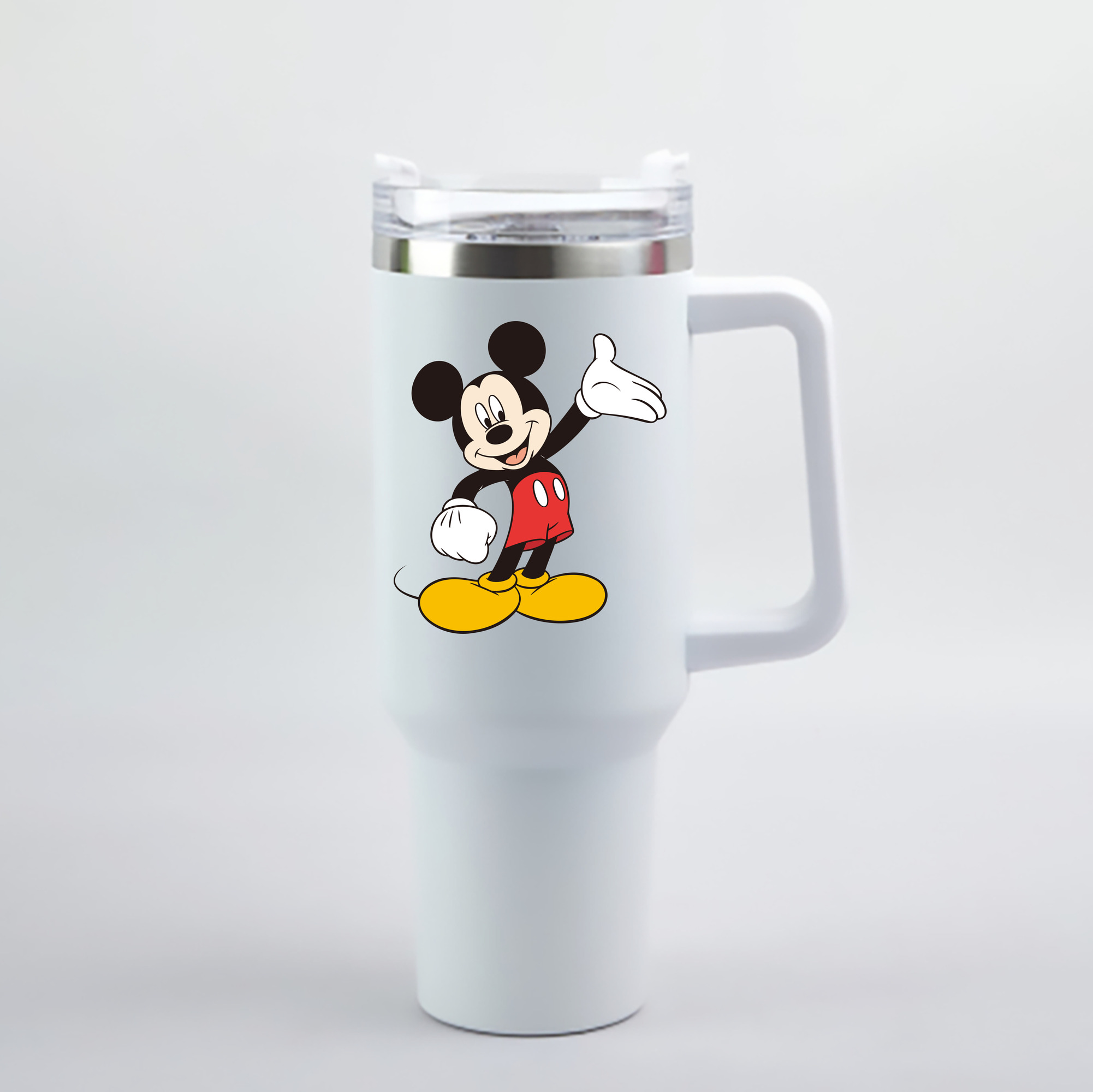 （画像用） ミッキーマウス Mickey Mouse 1200mL車用タンブラー - クリスタルステッカー（プラスチックストロー付き）
