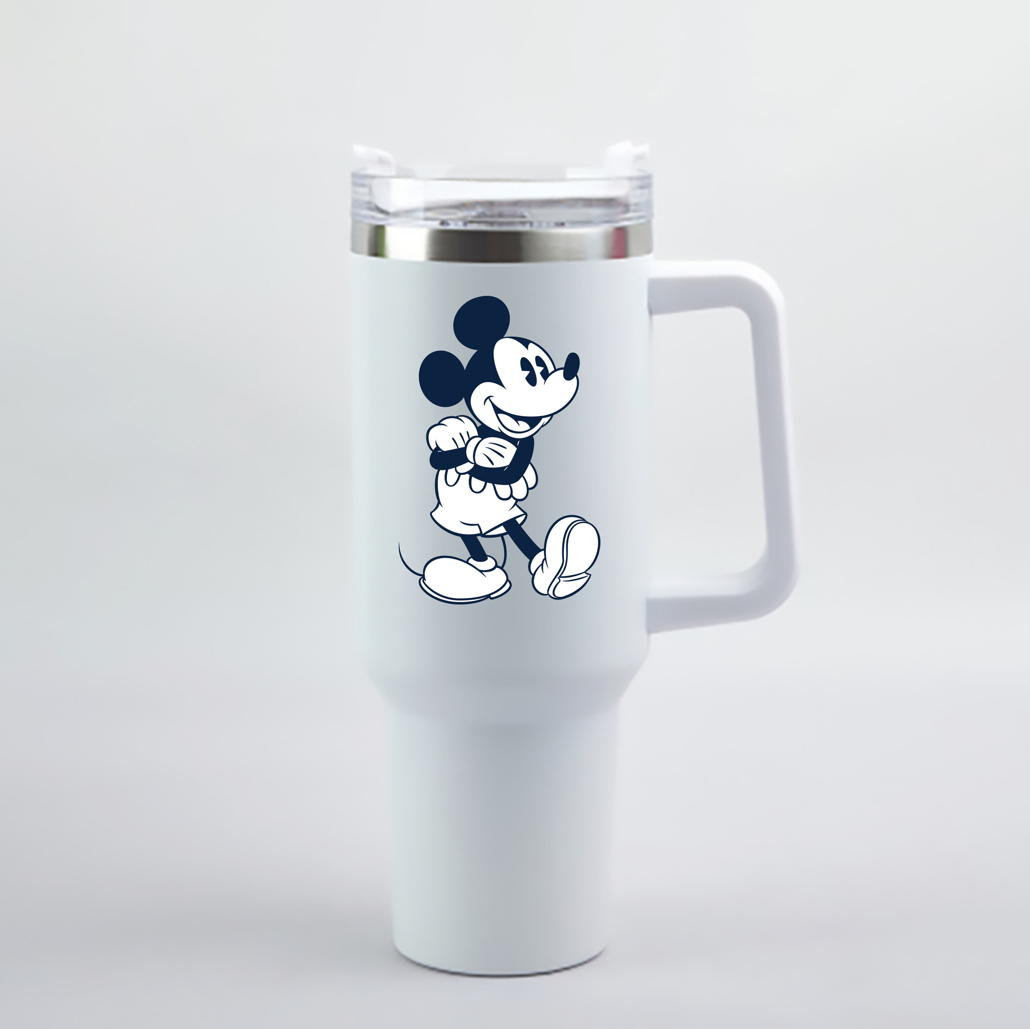 （画像用） ミッキーマウス Mickey Mouse 1200mL車用タンブラー - クリスタルステッカー（プラスチックストロー付き）