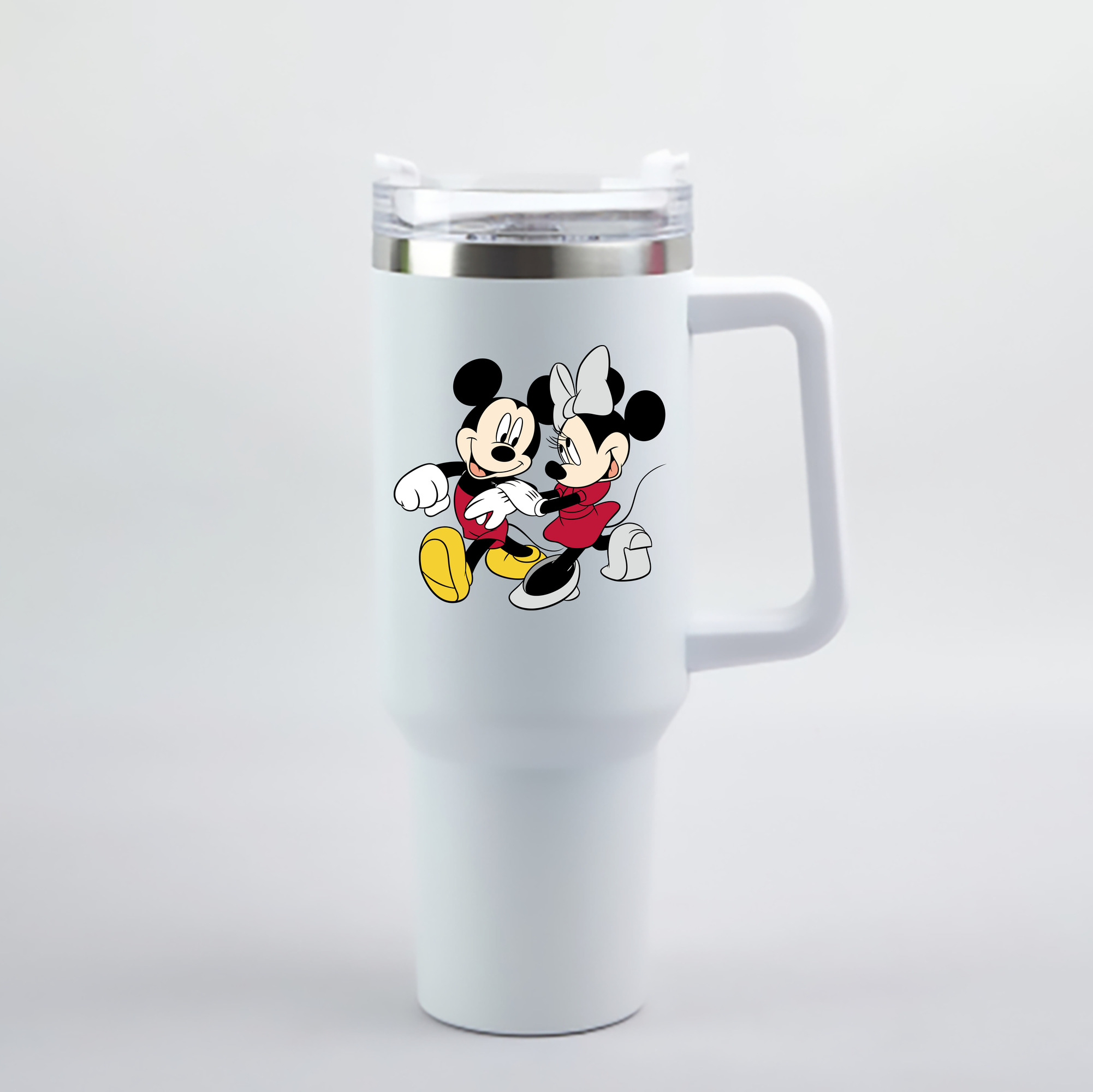 （画像用） ミッキーマウス Mickey Mouse 1200mL車用タンブラー - クリスタルステッカー（プラスチックストロー付き）