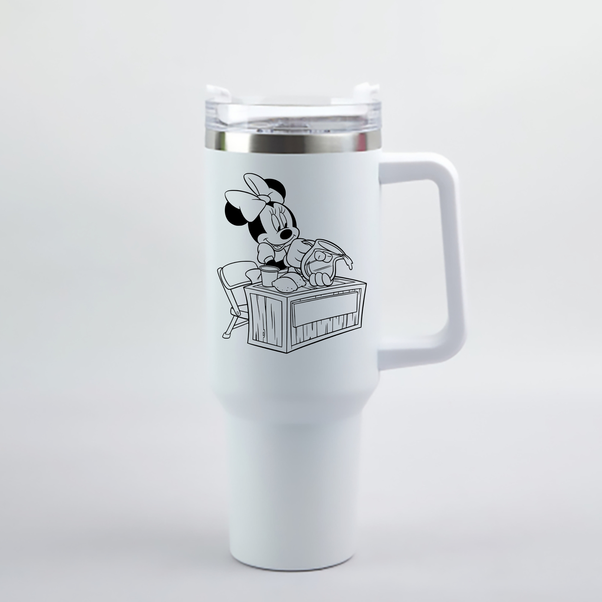 （画像用） ミッキーマウス Mickey Mouse 1200mL車用タンブラー - クリスタルステッカー（プラスチックストロー付き）