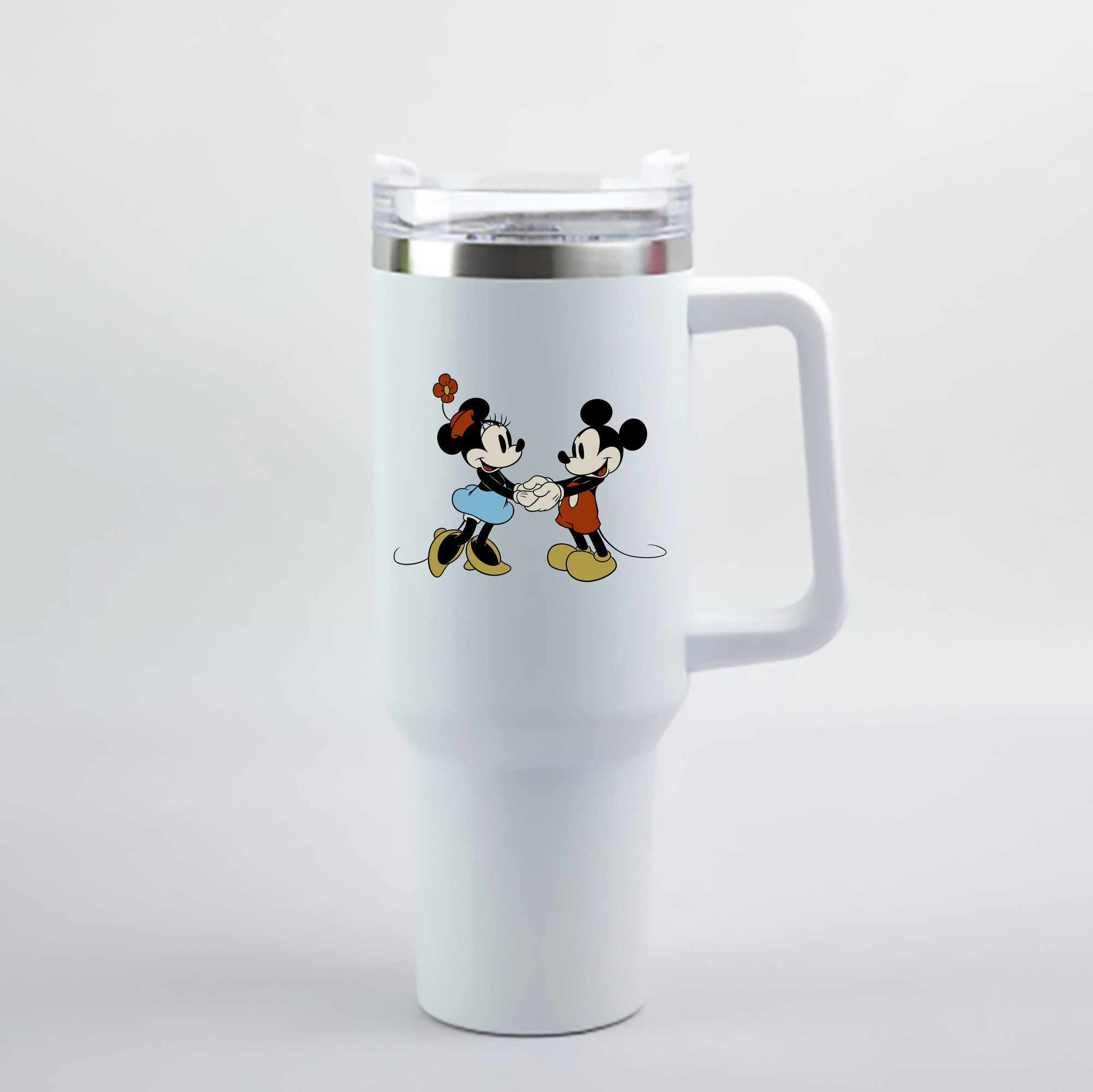 （画像用） ミッキーマウス Mickey Mouse 1200mL車用タンブラー - クリスタルステッカー（プラスチックストロー付き）