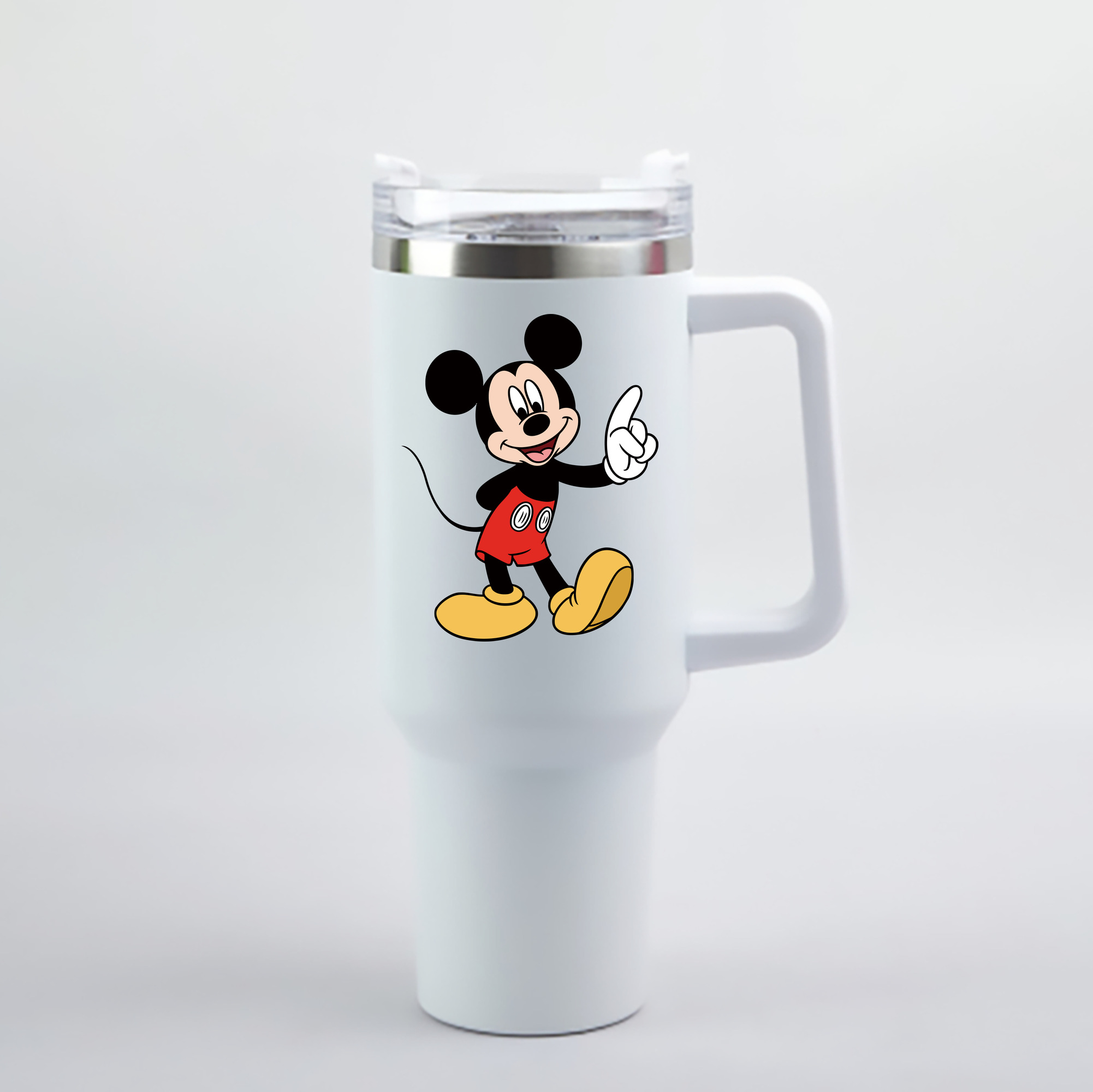 （画像用） ミッキーマウス Mickey Mouse 1200mL車用タンブラー - クリスタルステッカー（プラスチックストロー付き）