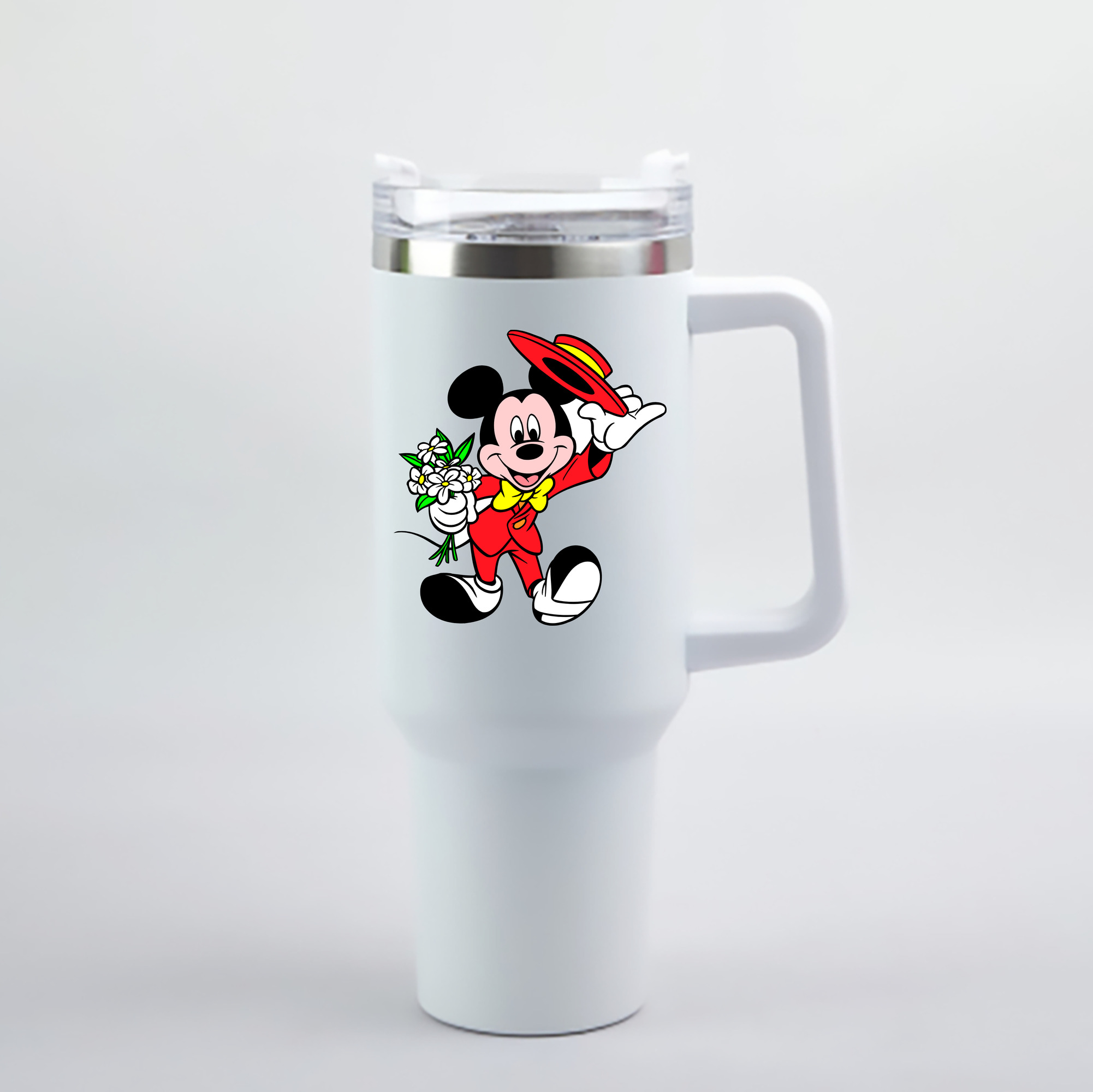 （画像用） ミッキーマウス Mickey Mouse 1200mL車用タンブラー - クリスタルステッカー（プラスチックストロー付き）