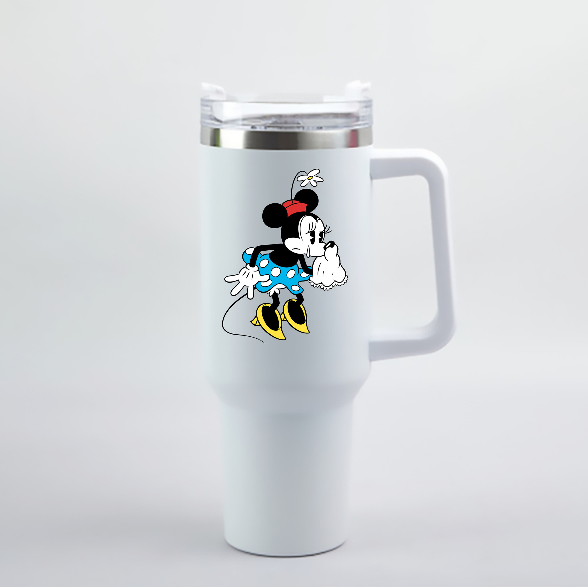 （画像用） ミッキーマウス Mickey Mouse 1200mL車用タンブラー - クリスタルステッカー（プラスチックストロー付き）